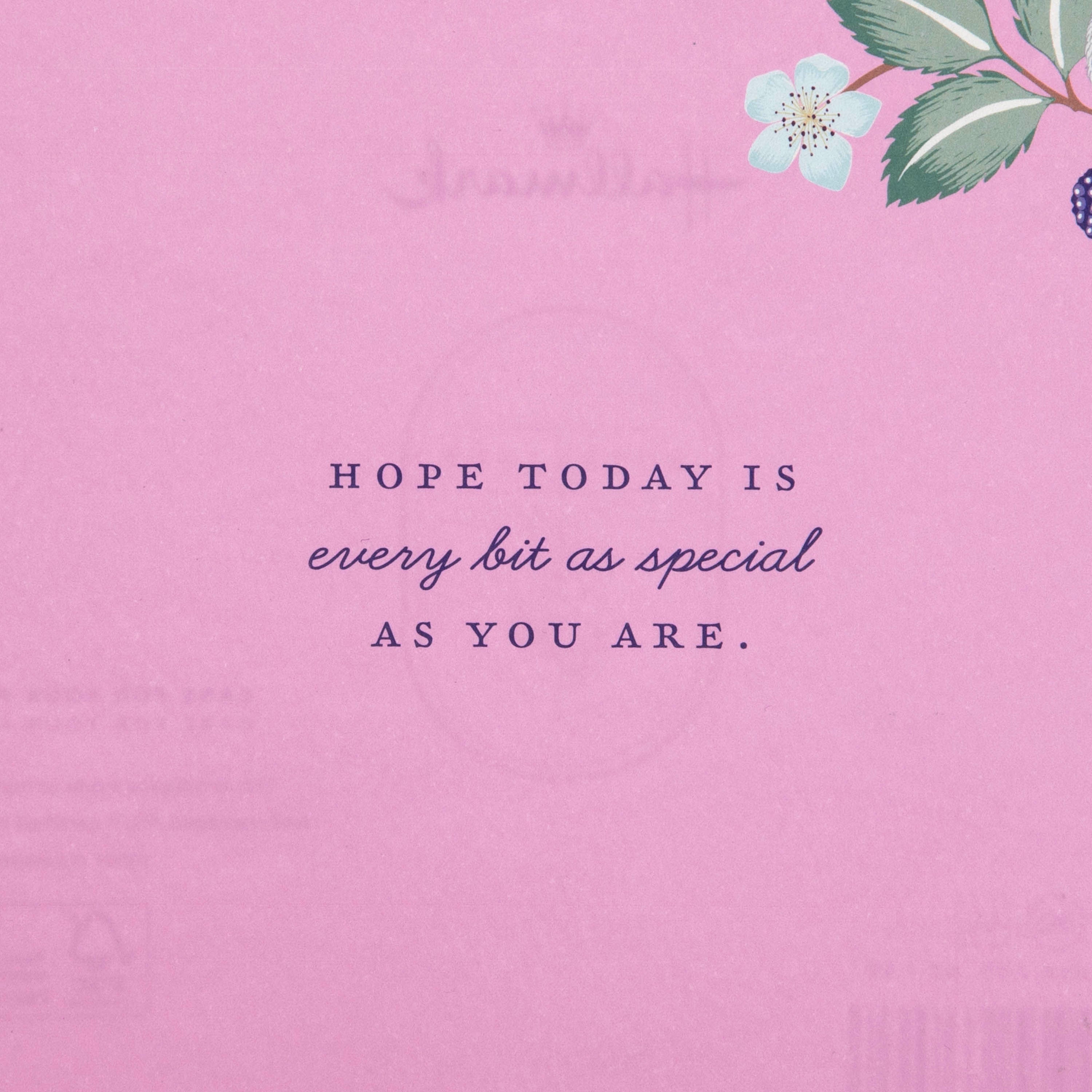 Birthday Card for Friend - Pink Flower Border with Bird Design - Image 3