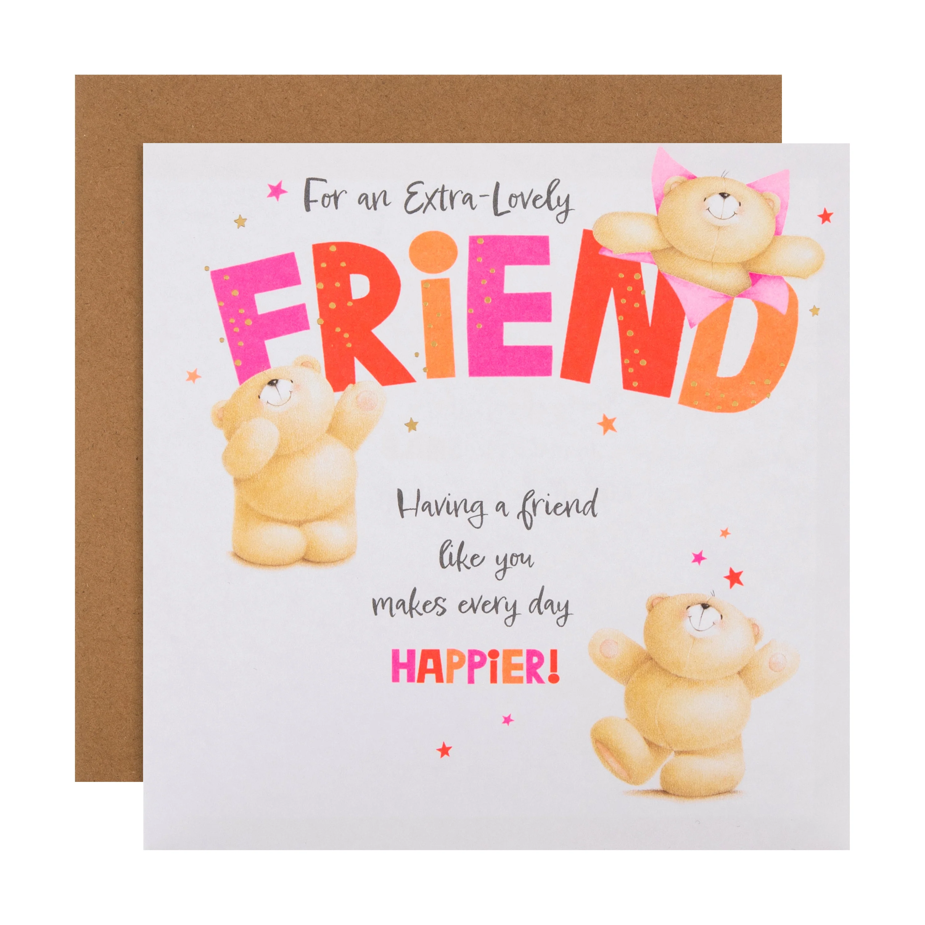 Birthday Card for Friend - Pink Forever Friends & Stars Design