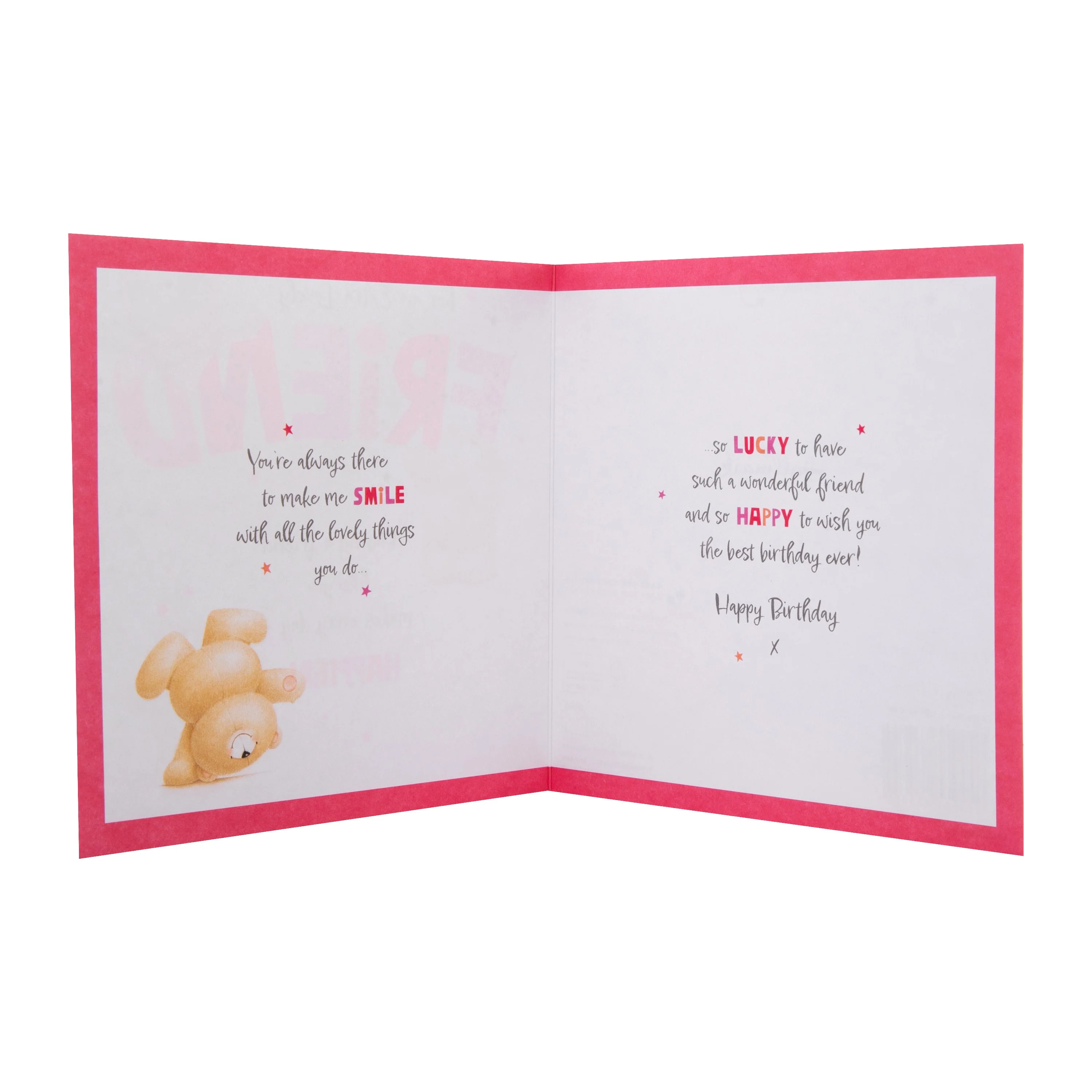 Birthday Card for Friend - Pink Forever Friends & Stars Design - Image 2