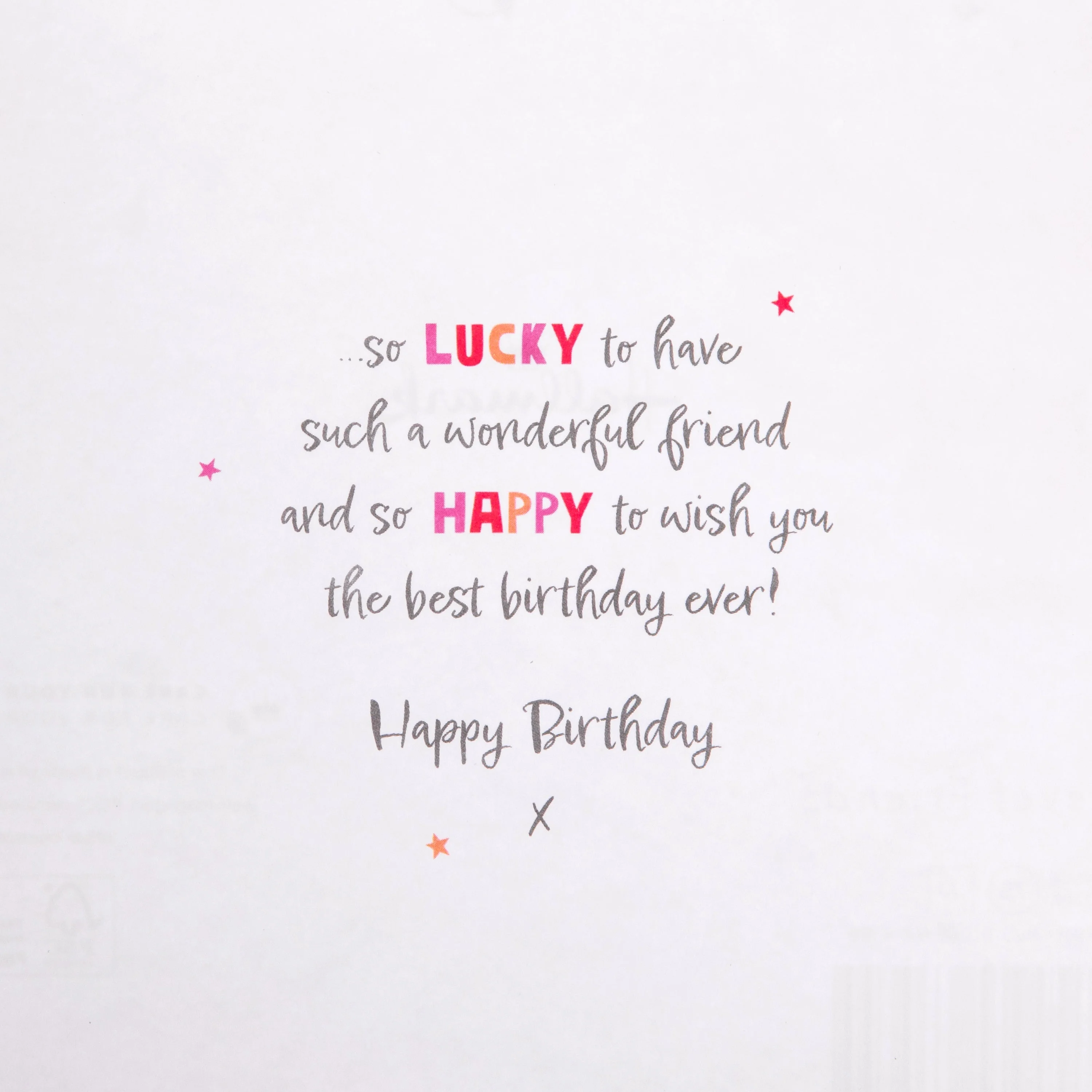 Birthday Card for Friend - Pink Forever Friends & Stars Design - Image 4
