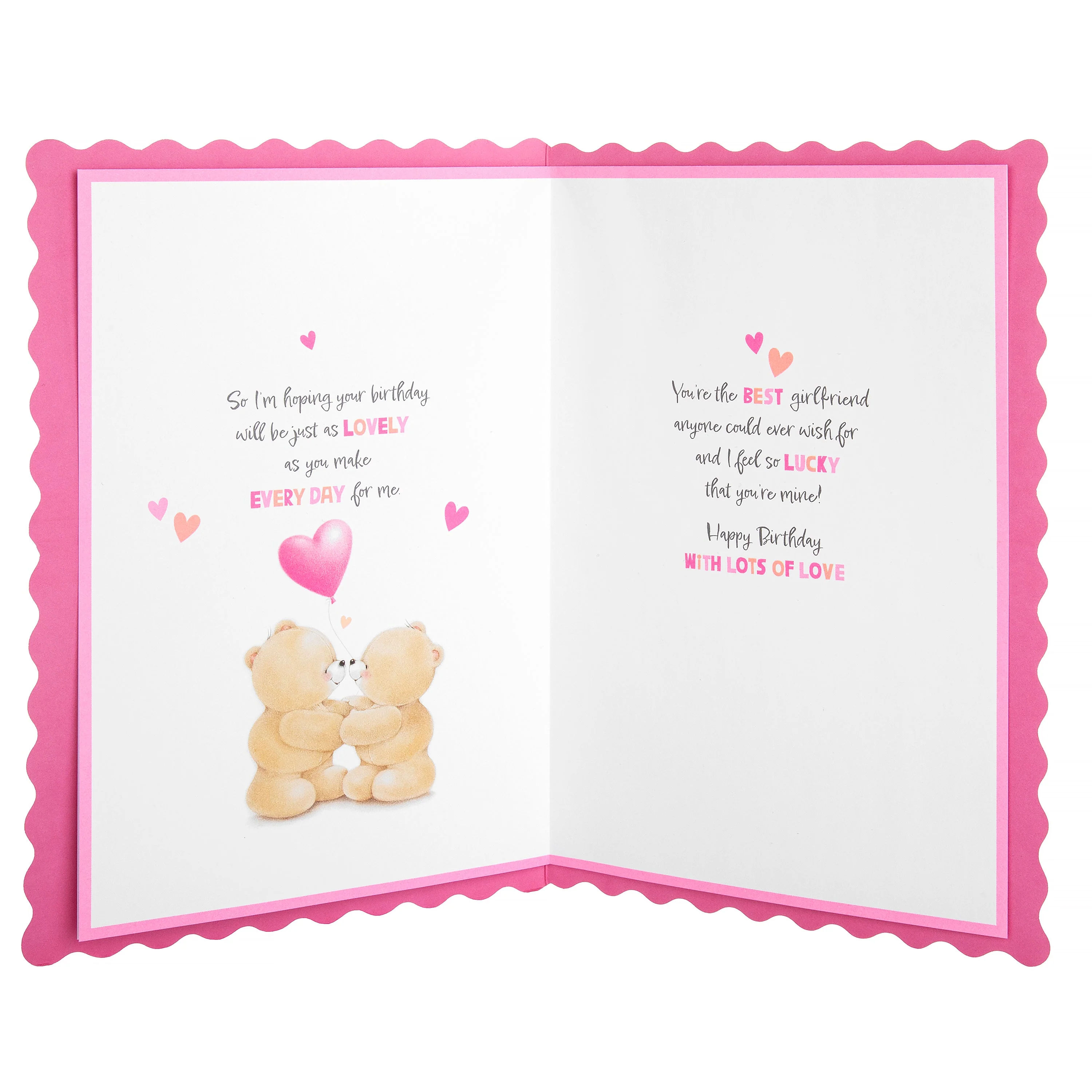 Birthday Card for Girlfriend - Cute Forever Friends with Hearts Design - Image 3