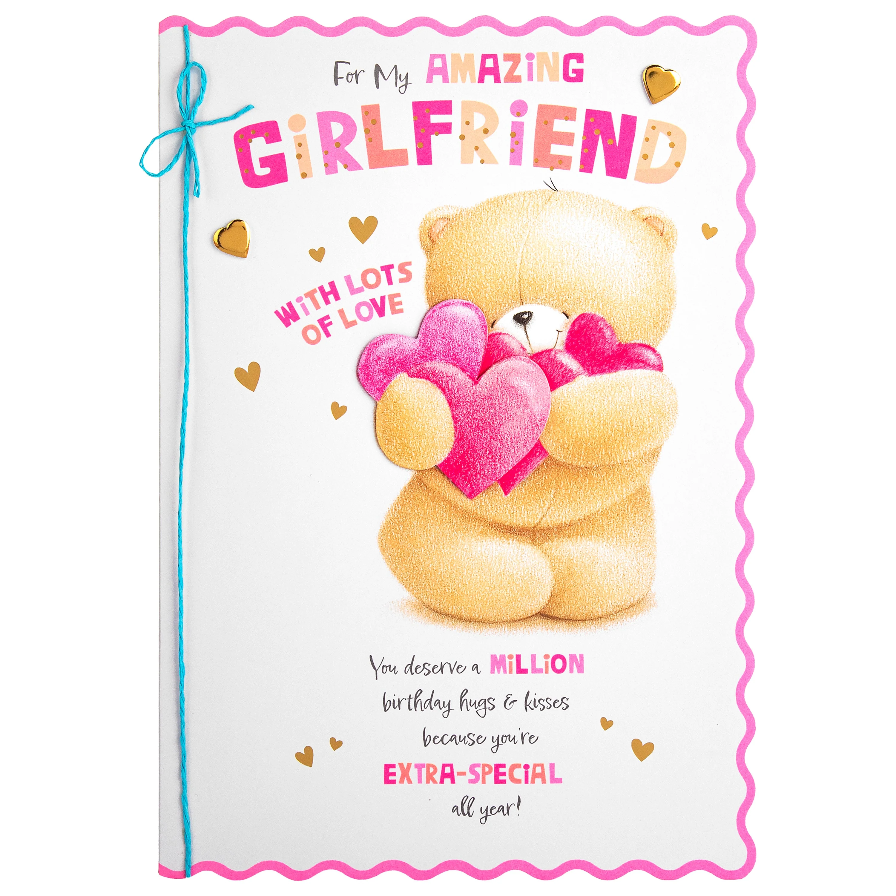 Birthday Card for Girlfriend - Cute Forever Friends with Hearts Design - Image 6
