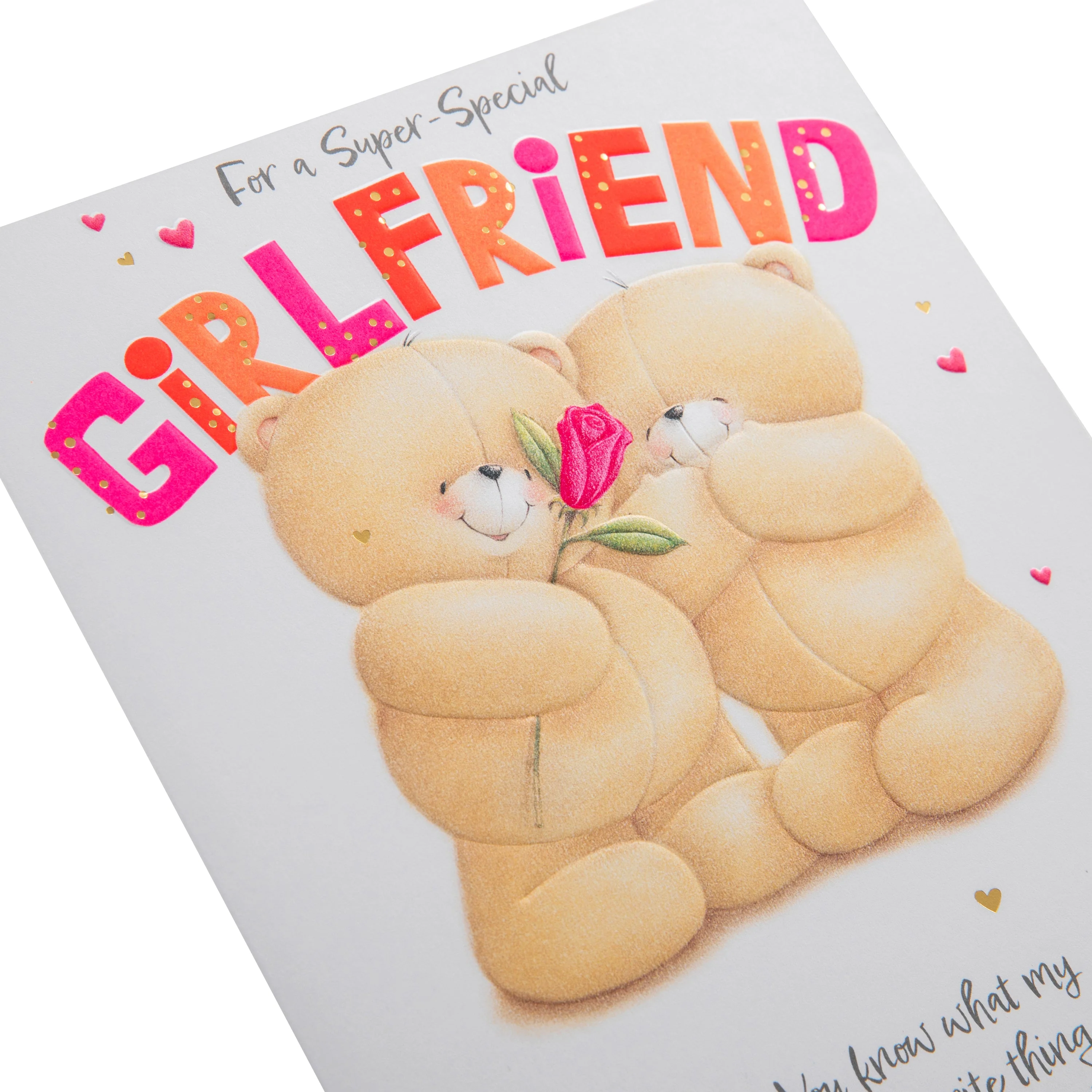 Birthday Card for Girlfriend - Pink Forever Friends Bears Rose Design - Image 6