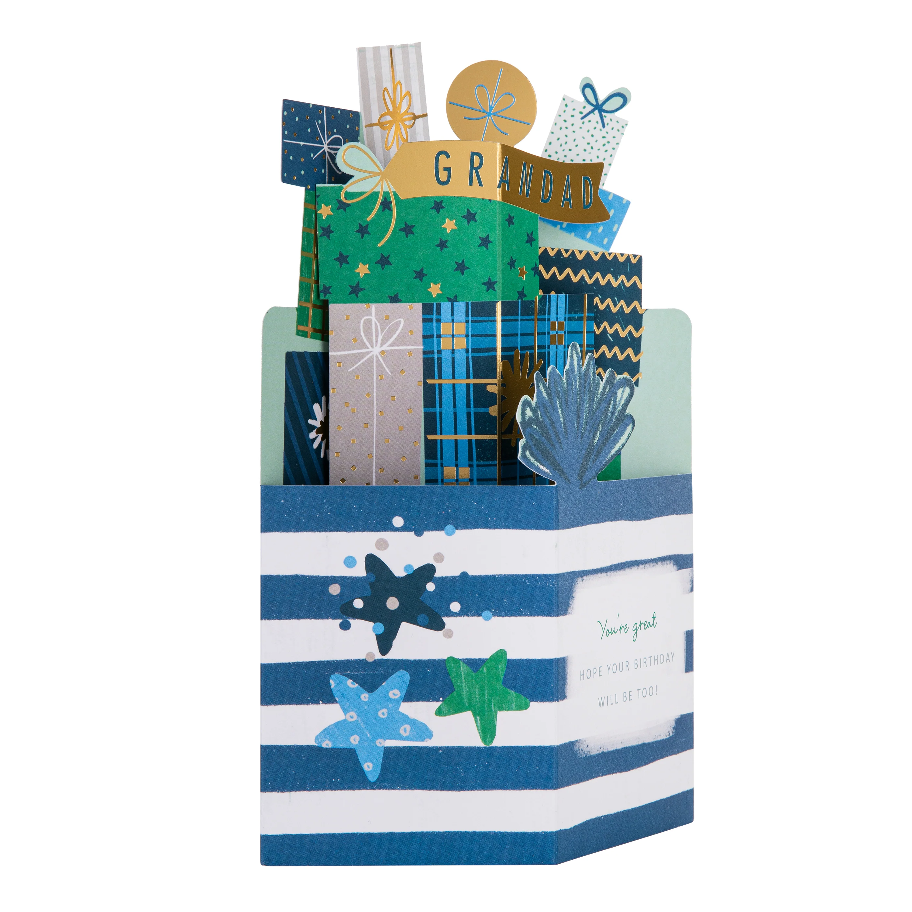 Birthday Card for Grandad - 3D Pop-Up Stack of Presents Design - Image 5