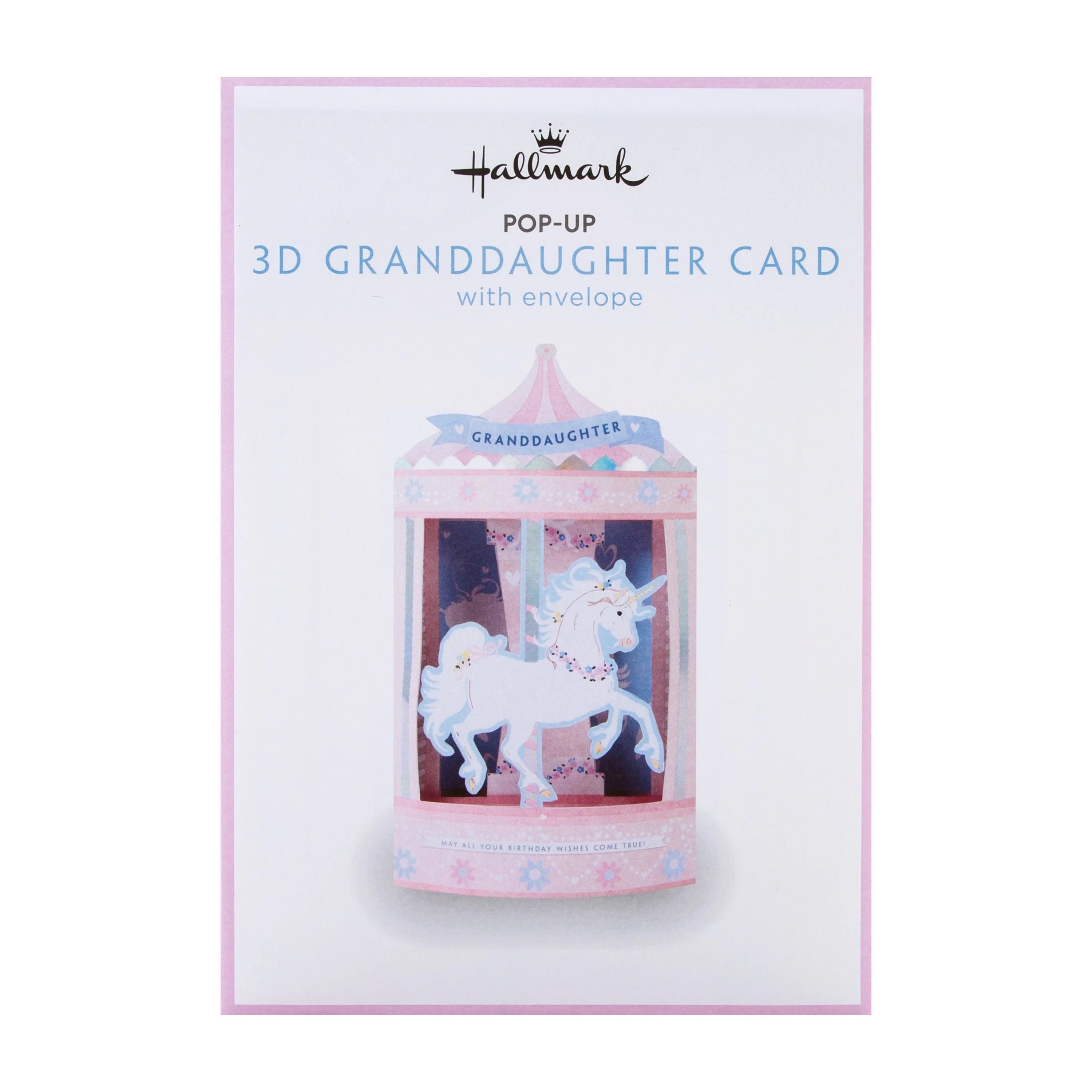 Birthday Card for Granddaughter - Cute 3D Unicorn Carousel Design - Image 7