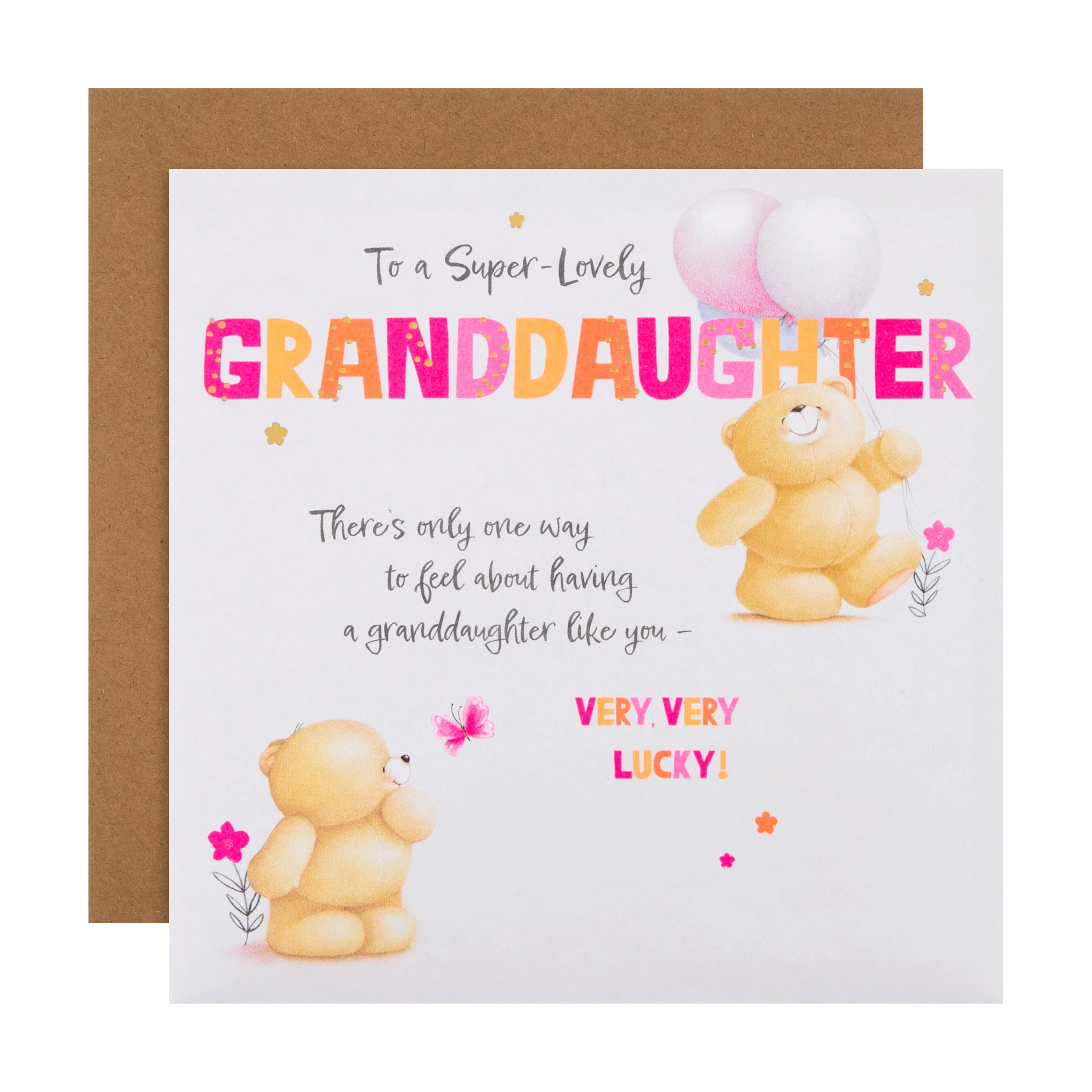 Birthday Card for Granddaughter - Forever Friends Bears Balloons Design
