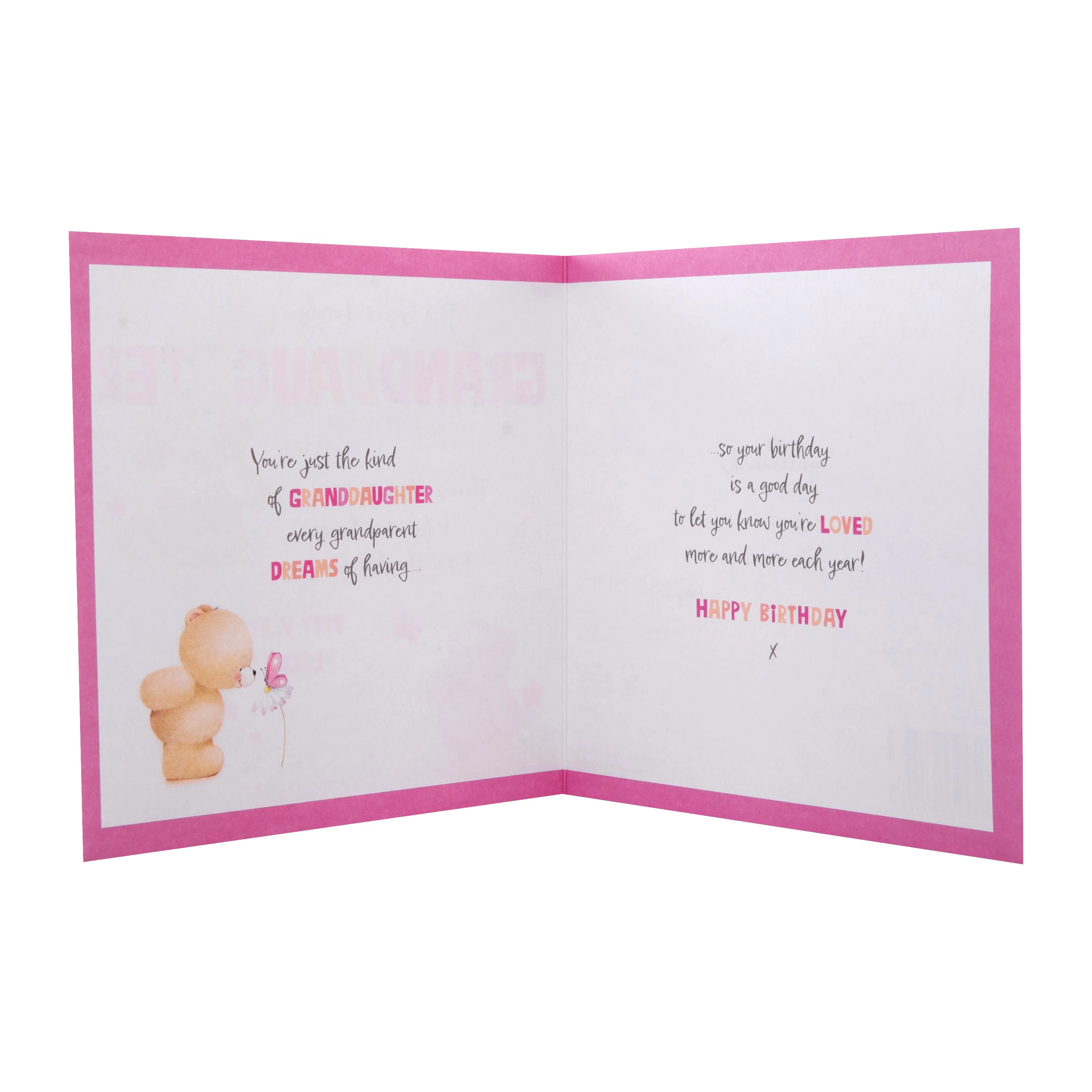 Birthday Card for Granddaughter - Forever Friends Bears Balloons Design - Image 2