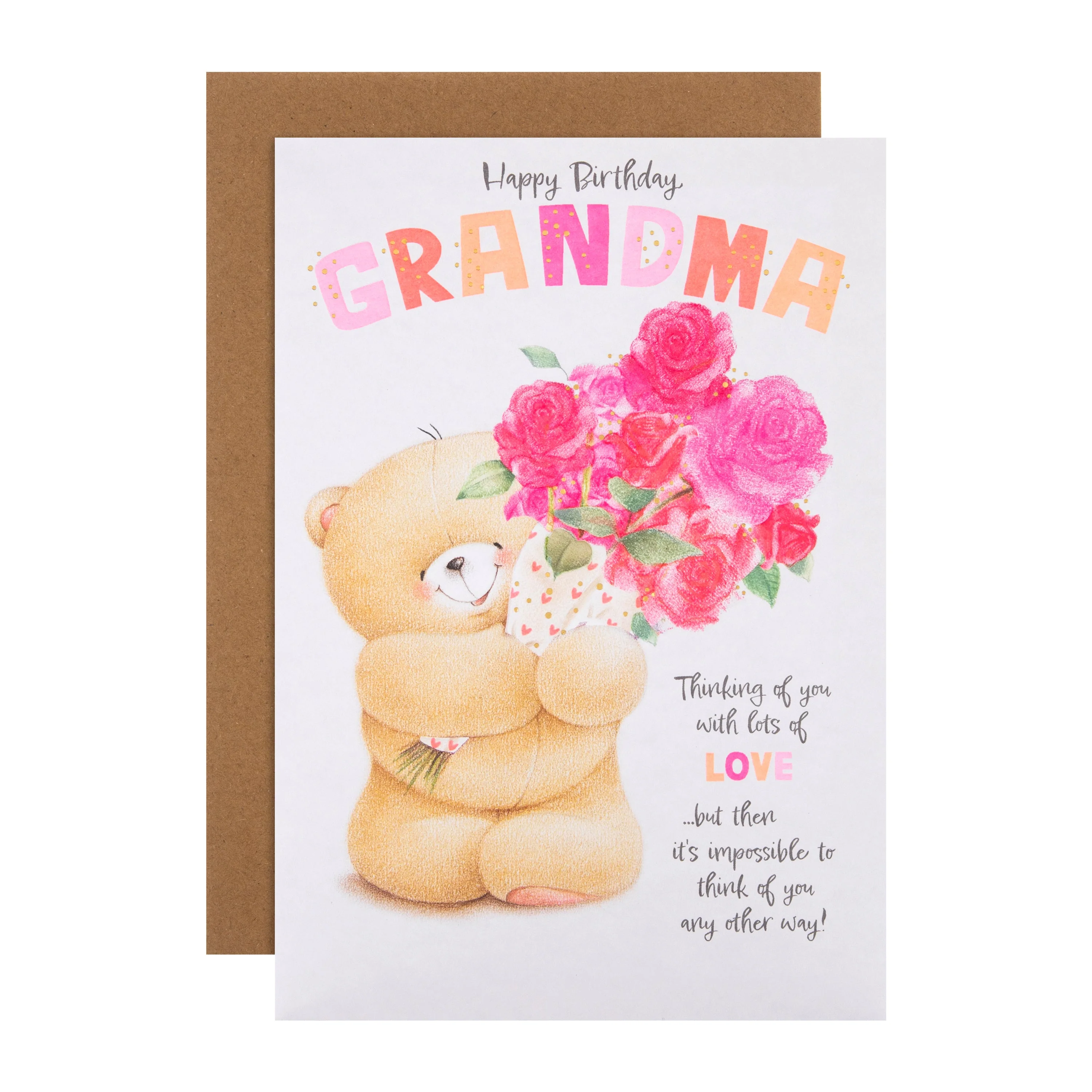 Birthday Card for Grandma - Pink Forever Friends Flowers Design