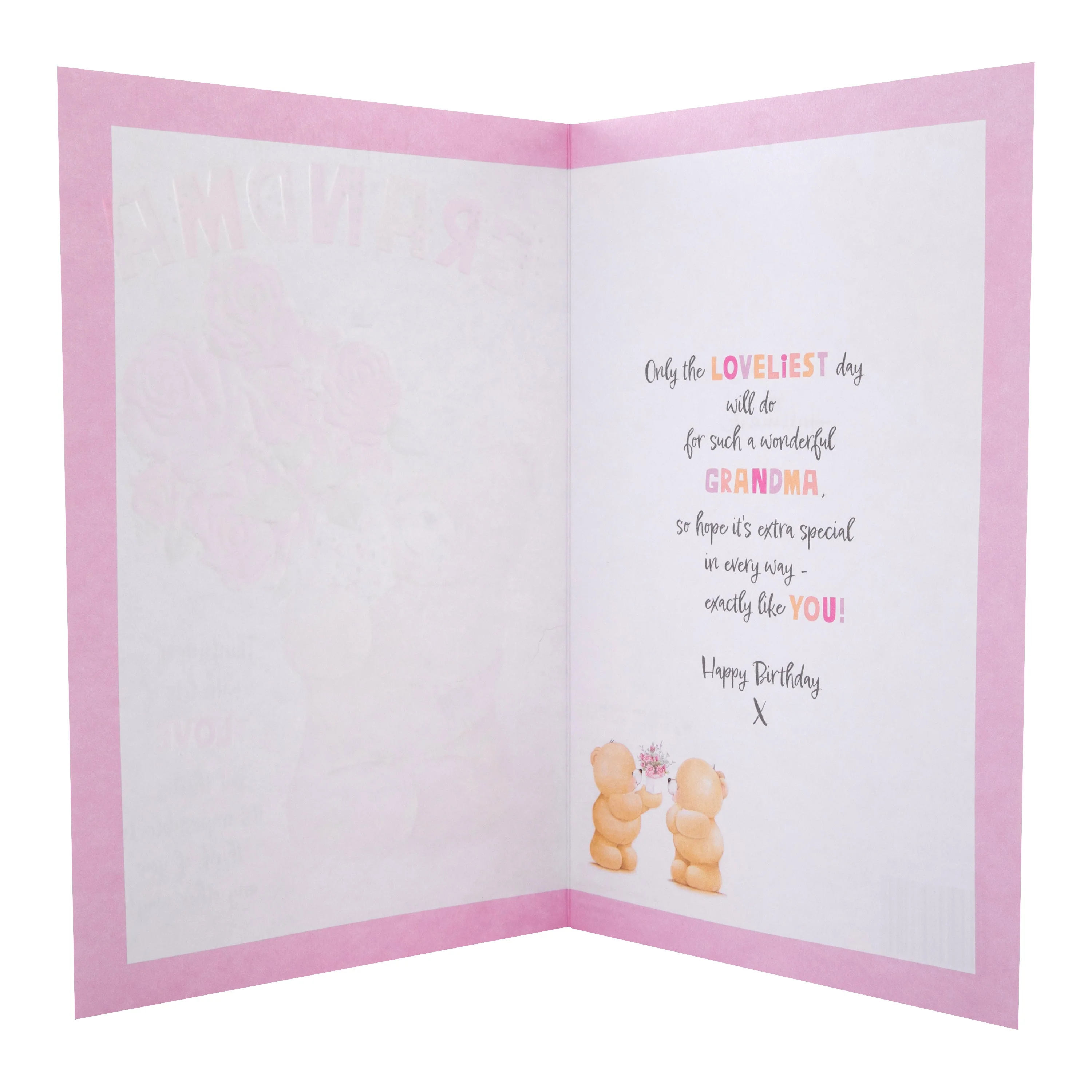 Birthday Card for Grandma - Pink Forever Friends Flowers Design - Image 2