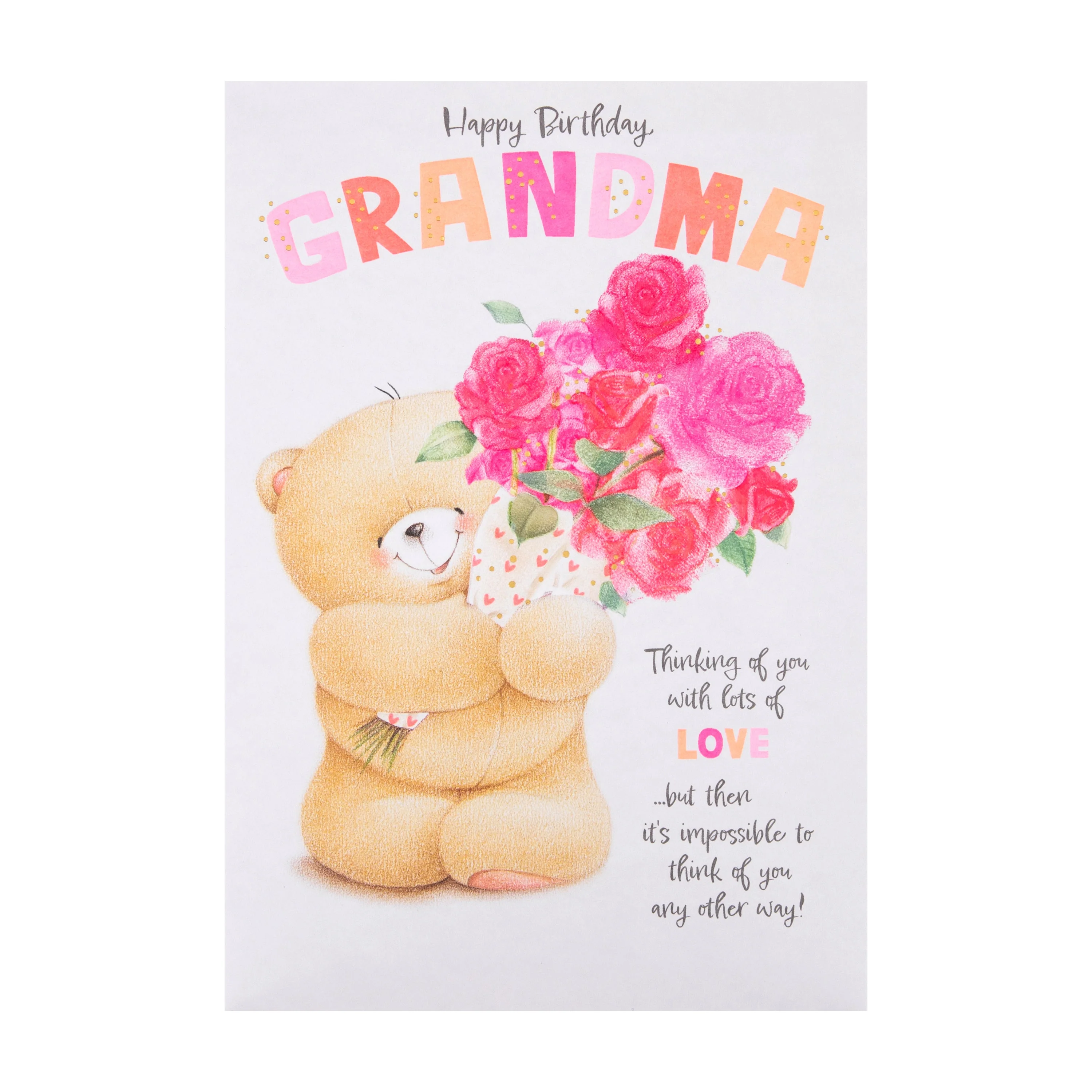 Birthday Card for Grandma - Pink Forever Friends Flowers Design - Image 4
