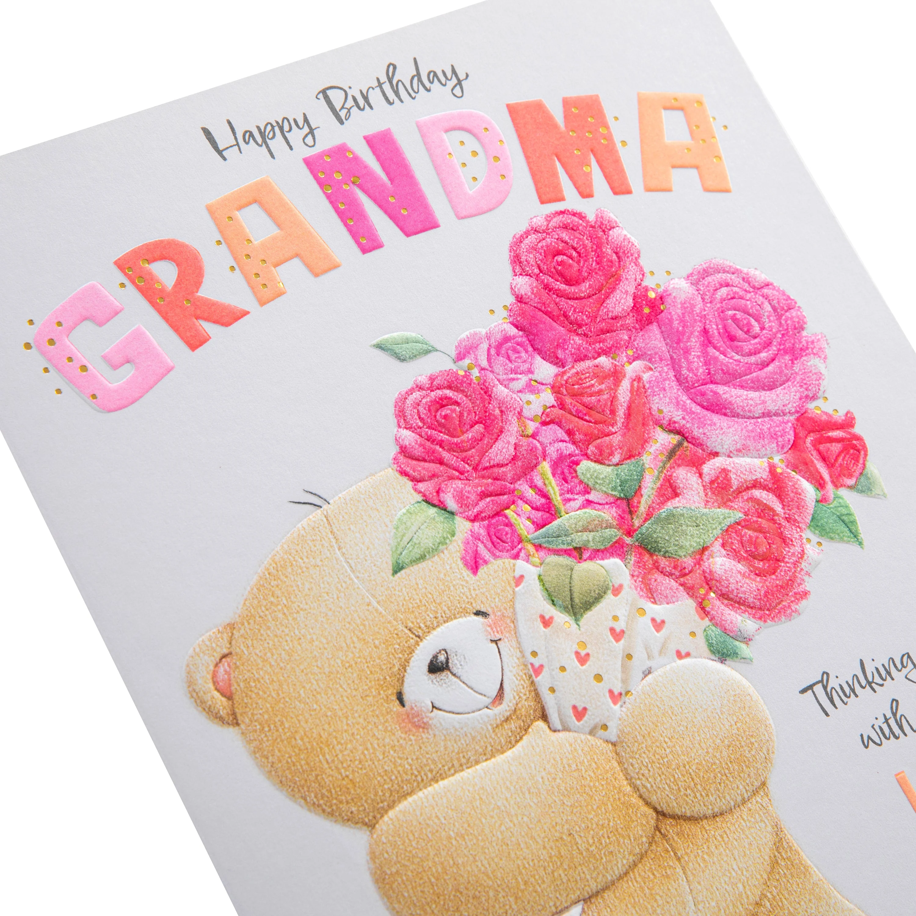 Birthday Card for Grandma - Pink Forever Friends Flowers Design - Image 5