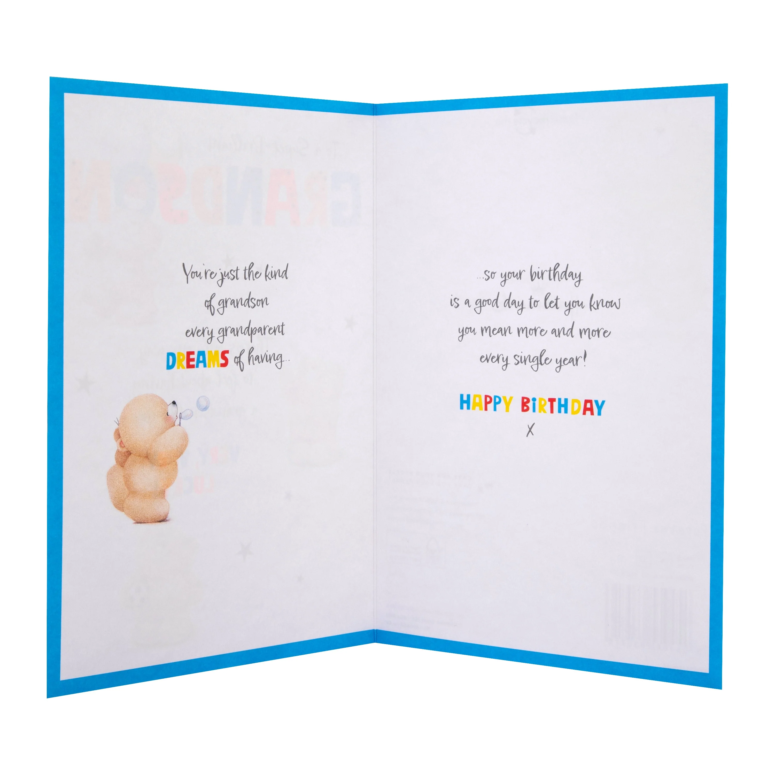 Birthday Card for Grandson - Forever Friends Bears with Football Design - Image 2
