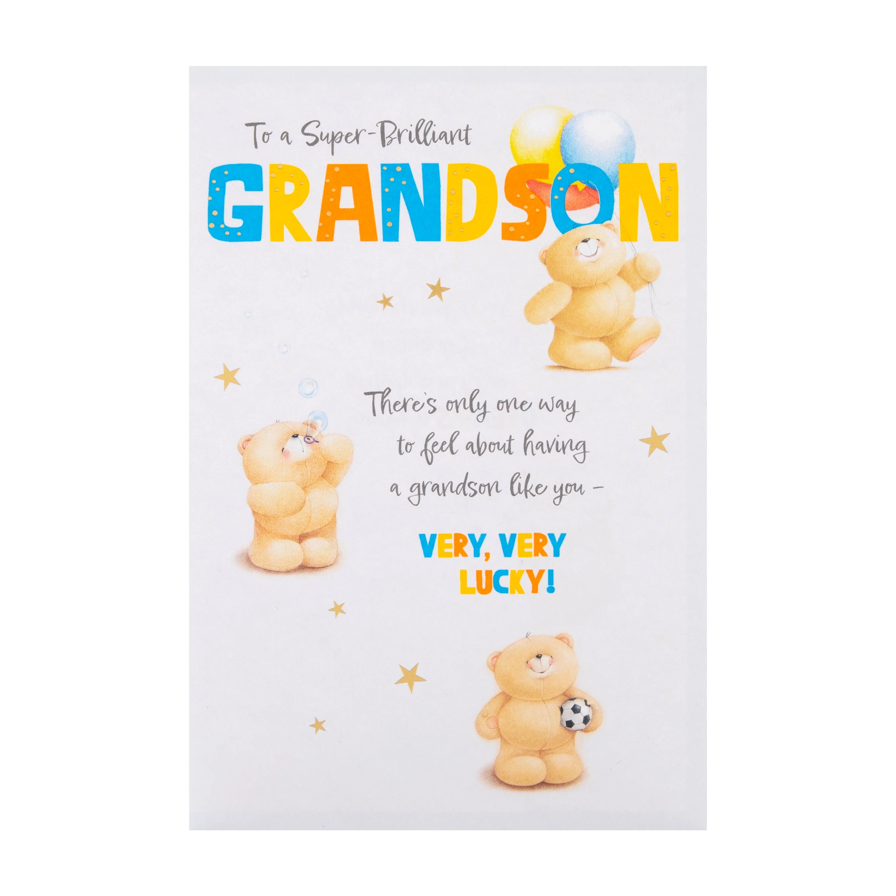 Birthday Card for Grandson - Forever Friends Bears with Football Design - Image 5
