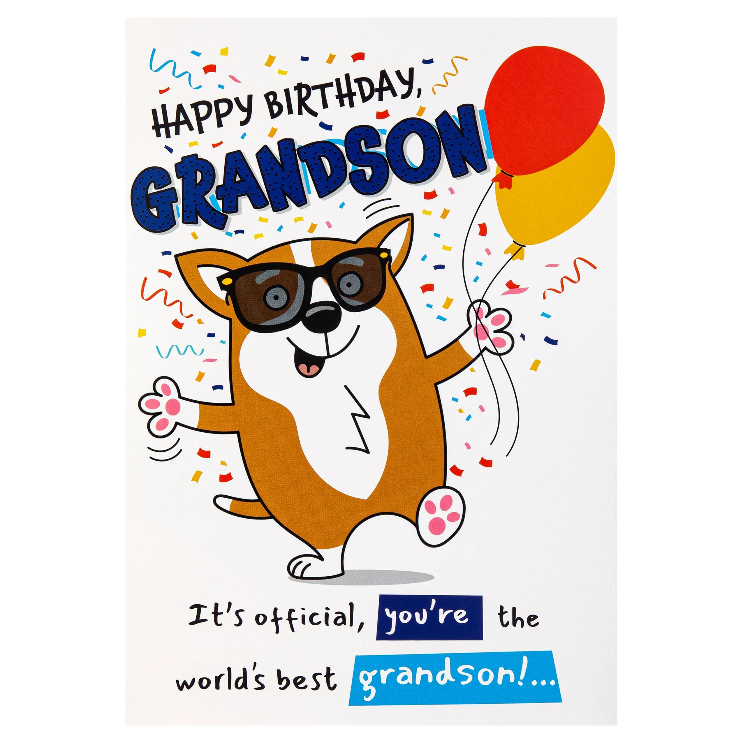 Birthday Card for Grandson - Funny Pop-Up Dog & Sunglasses Design - Image 4