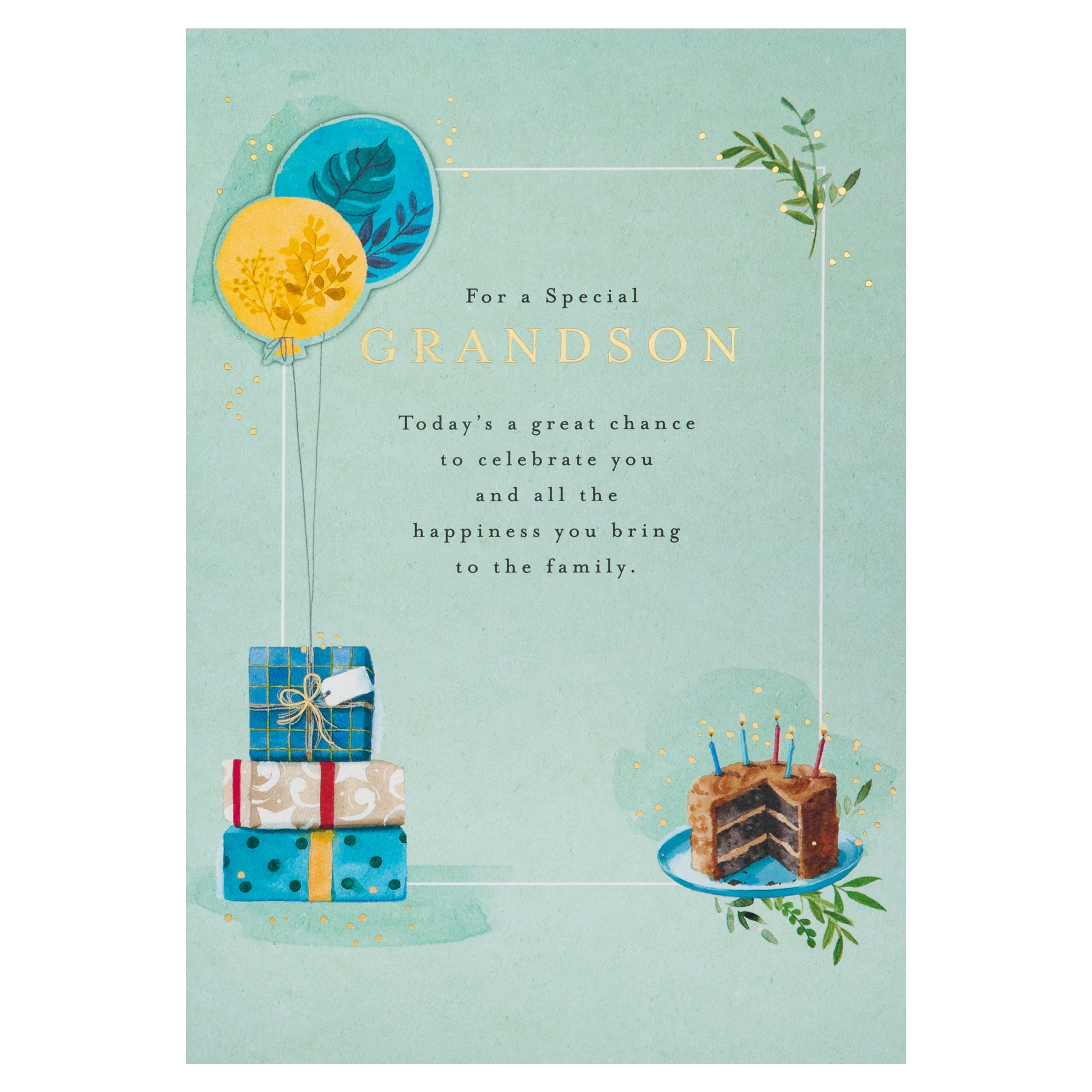 Birthday Card for Grandson - Lucy Cromwell Cake, Gifts & Balloons Design - Image 5