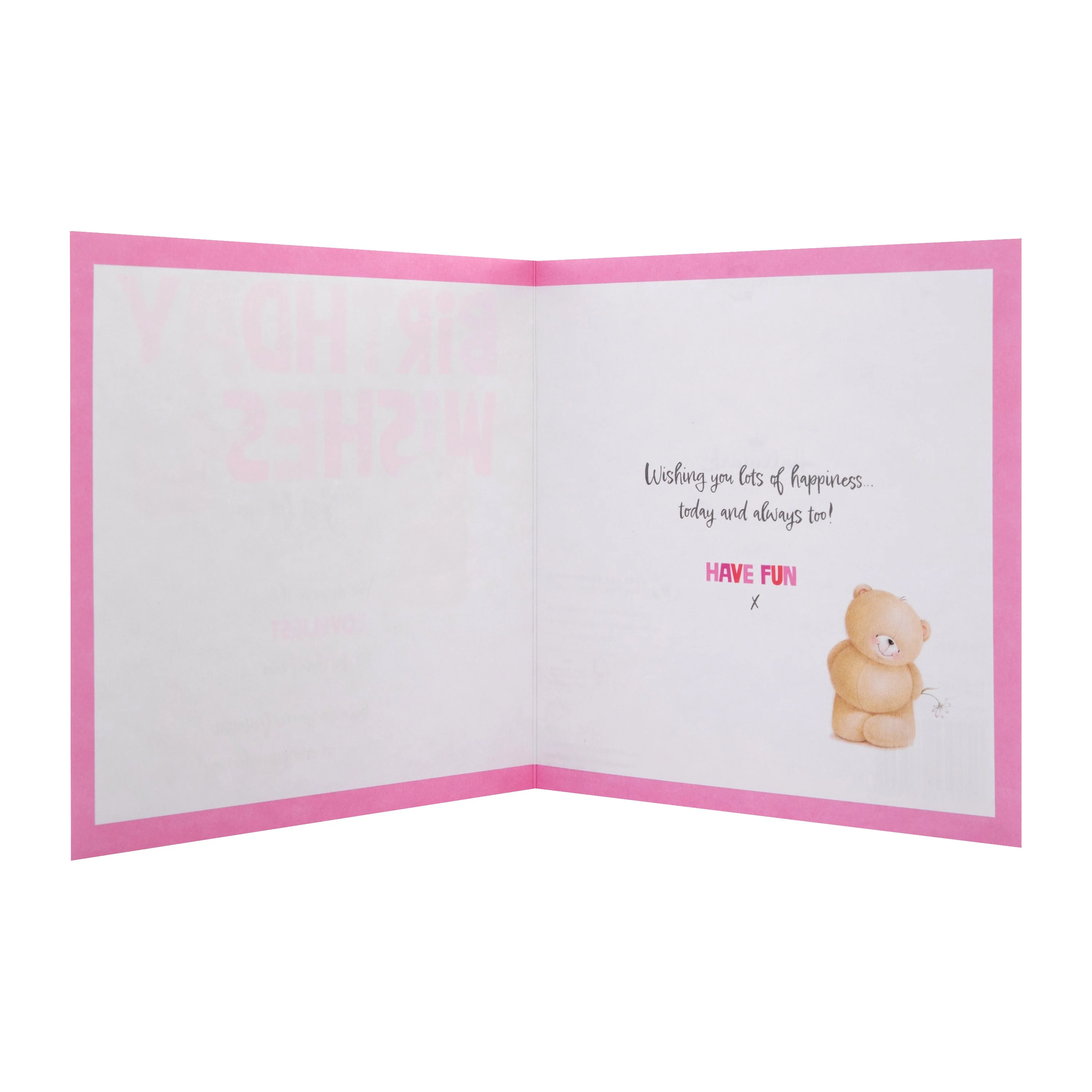 Birthday Card for Her - Pink Forever Friends Bears Daisies Design - Image 2
