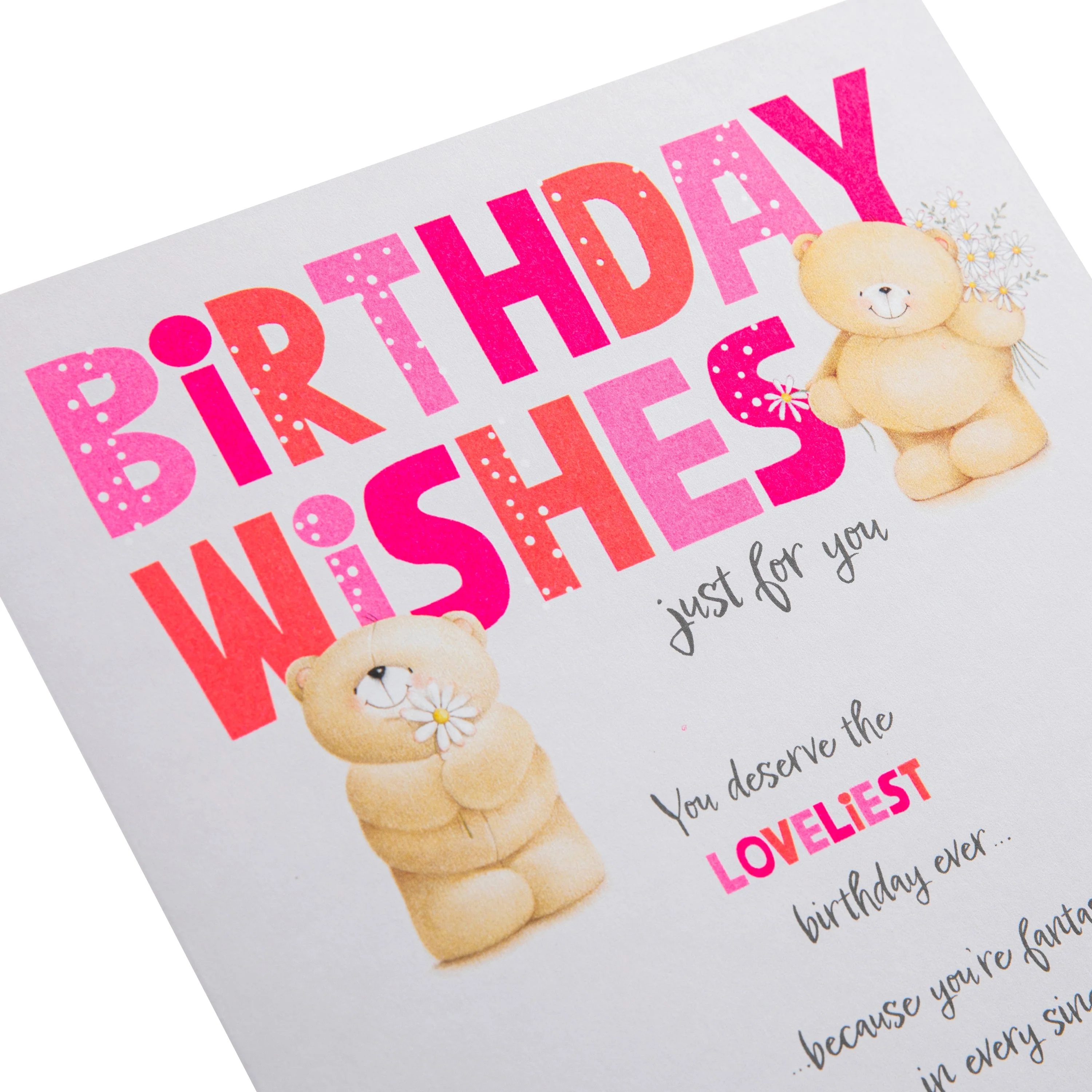 Birthday Card for Her - Pink Forever Friends Bears Daisies Design - Image 5