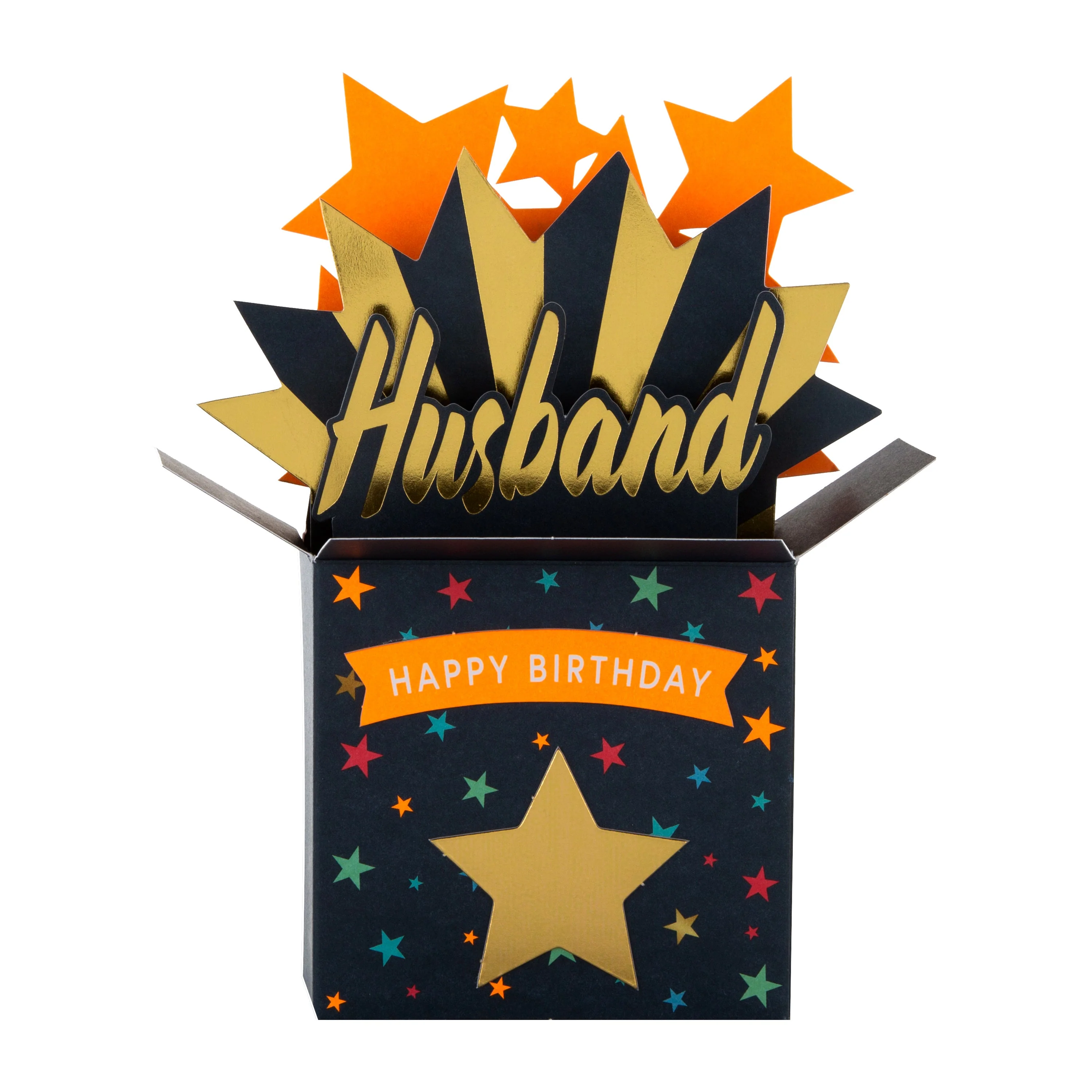 Birthday Card for Husband - 3D Celebration & Stars Design - Image 2