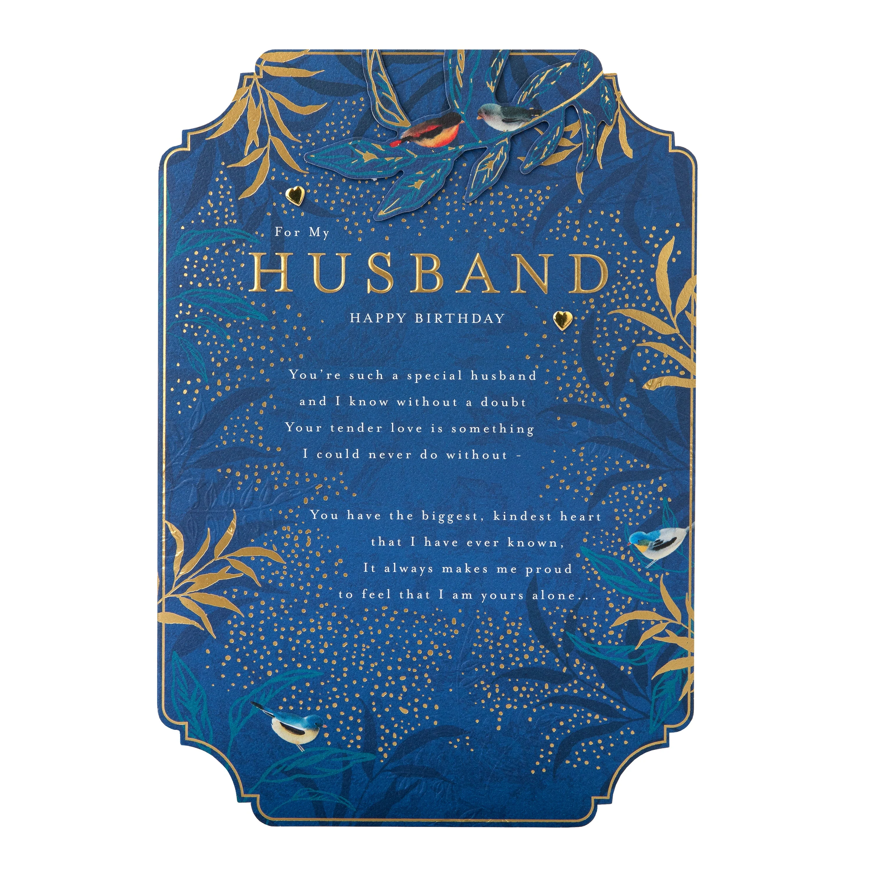 Birthday Card for Husband - Blue with Traditional Floral Design with Heartfelt Verse - Image 5