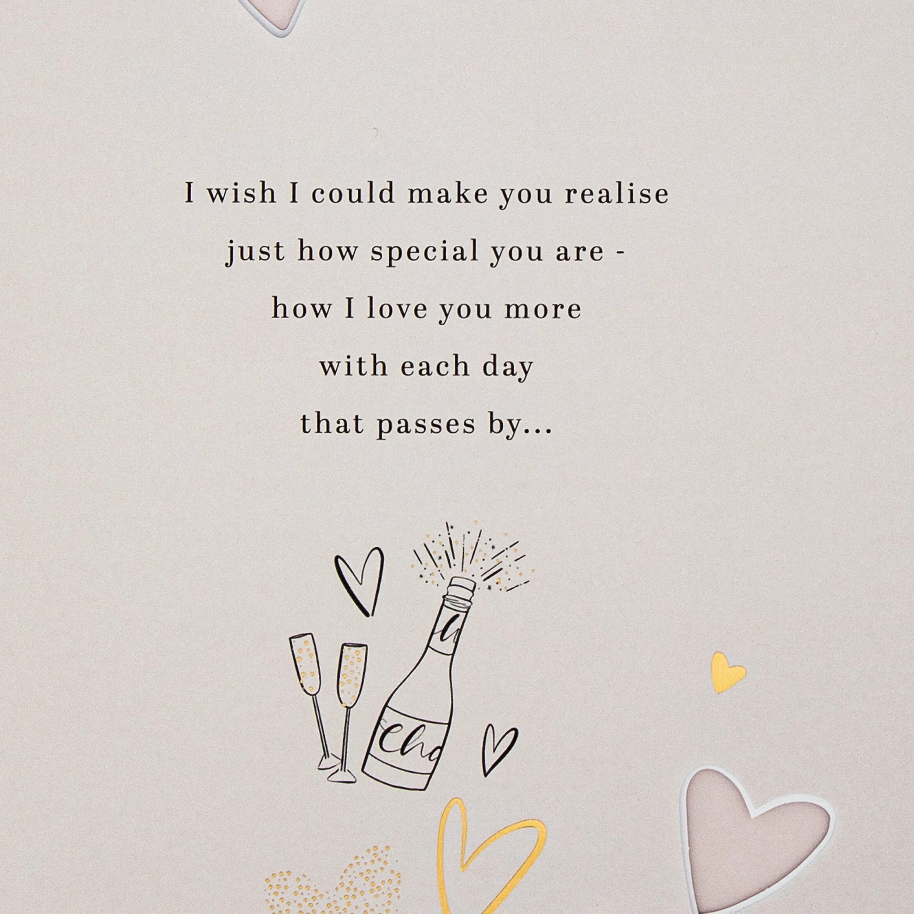 Birthday Card for Husband - Bottle of Bubbly, Glasses & Heartfelt Verse Design - Image 5