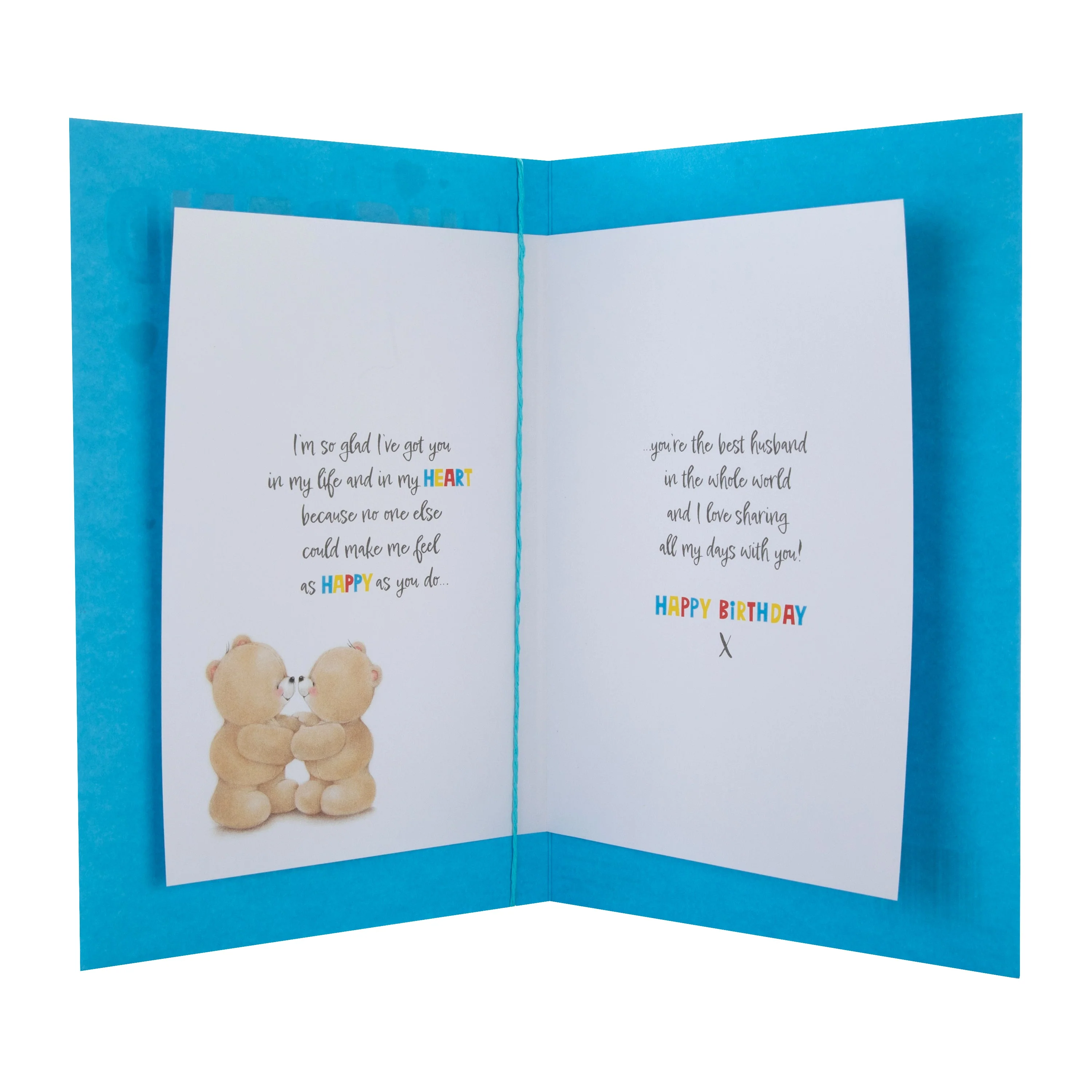 Birthday Card for Husband - Forever Friends Bears Hugs Design - Image 2