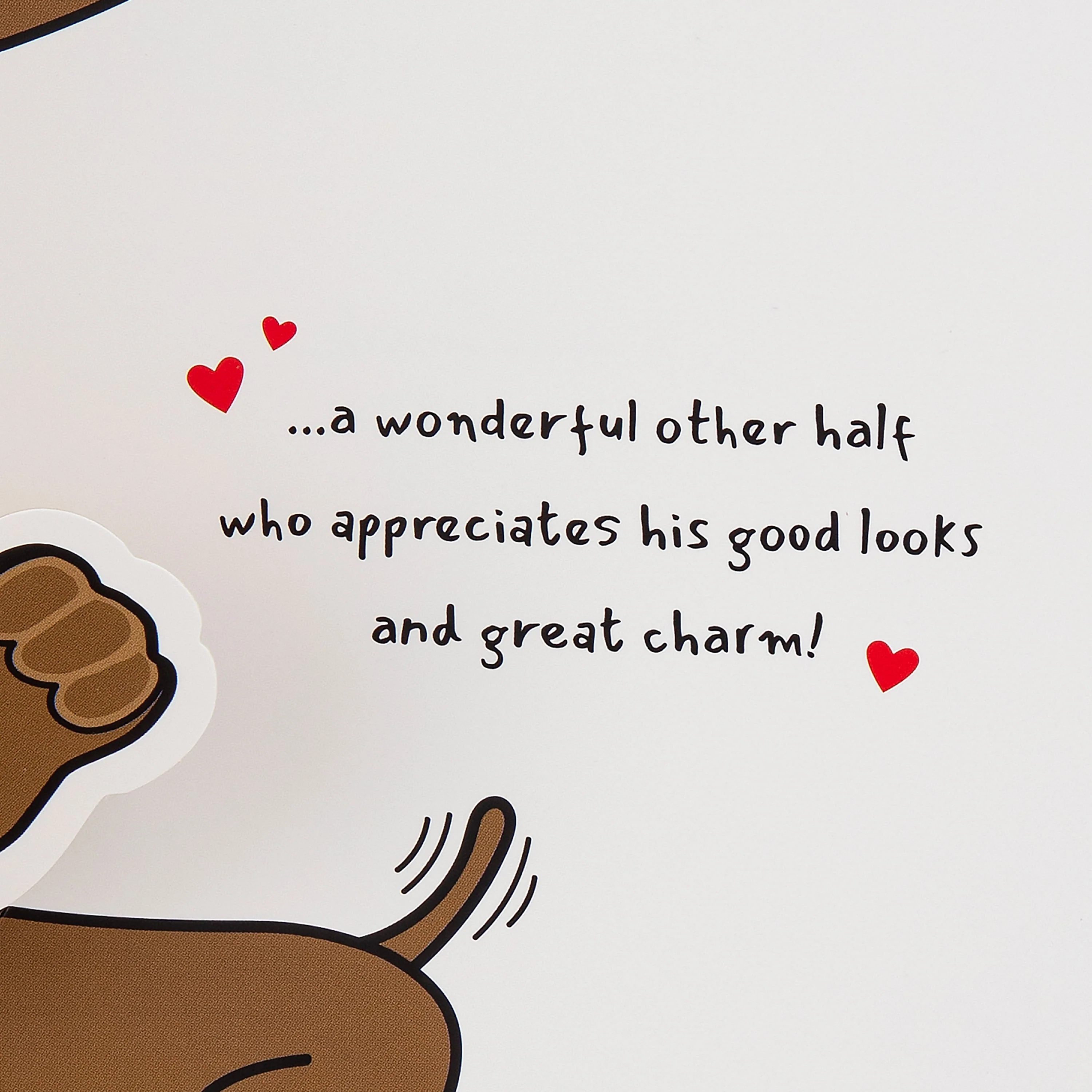 Birthday Card for Husband - Funny Pop-Up Dog & Heart Design - Image 3