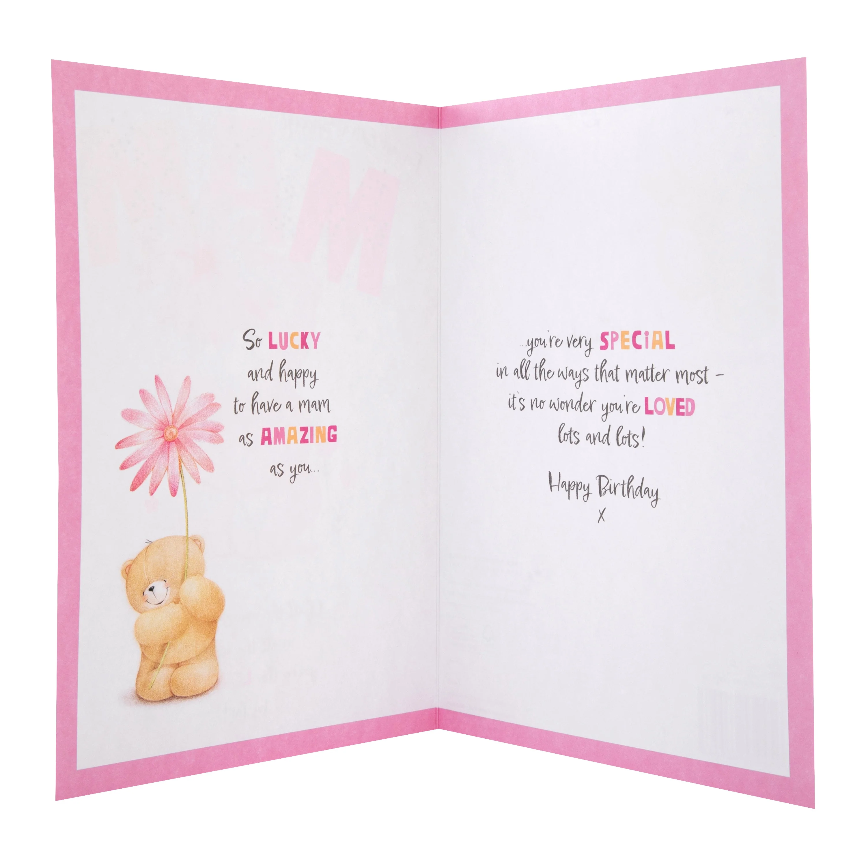 Birthday Card for Mam - Forever Friends Bear Flower Design - Image 2