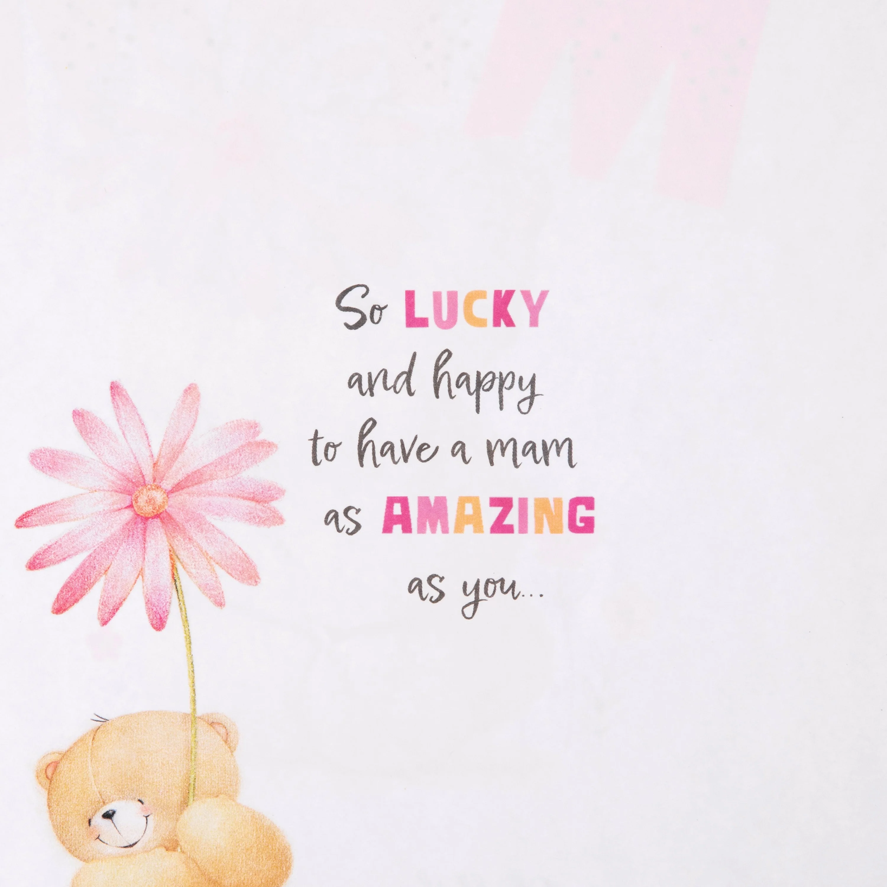 Birthday Card for Mam - Forever Friends Bear Flower Design - Image 3