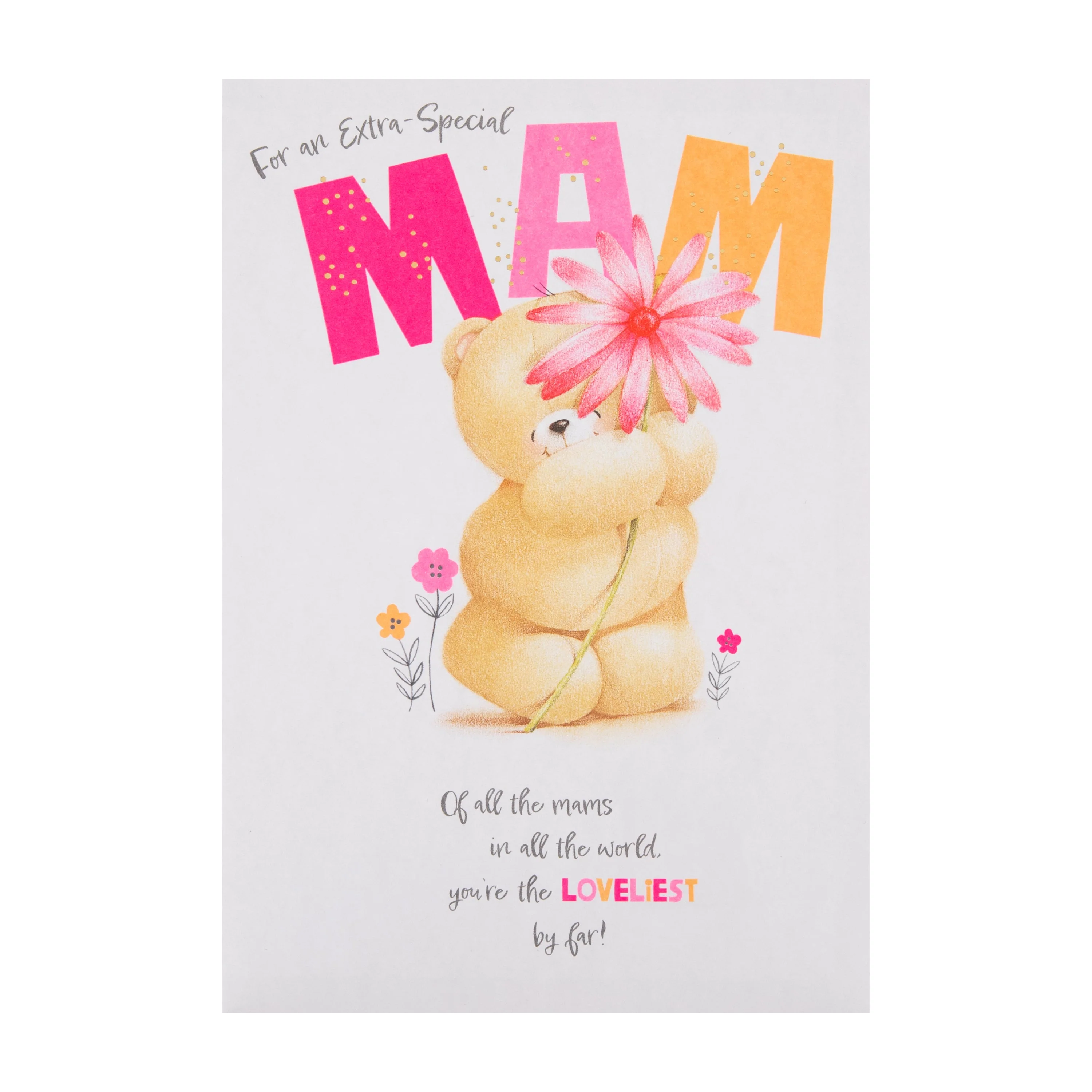 Birthday Card for Mam - Forever Friends Bear Flower Design - Image 5