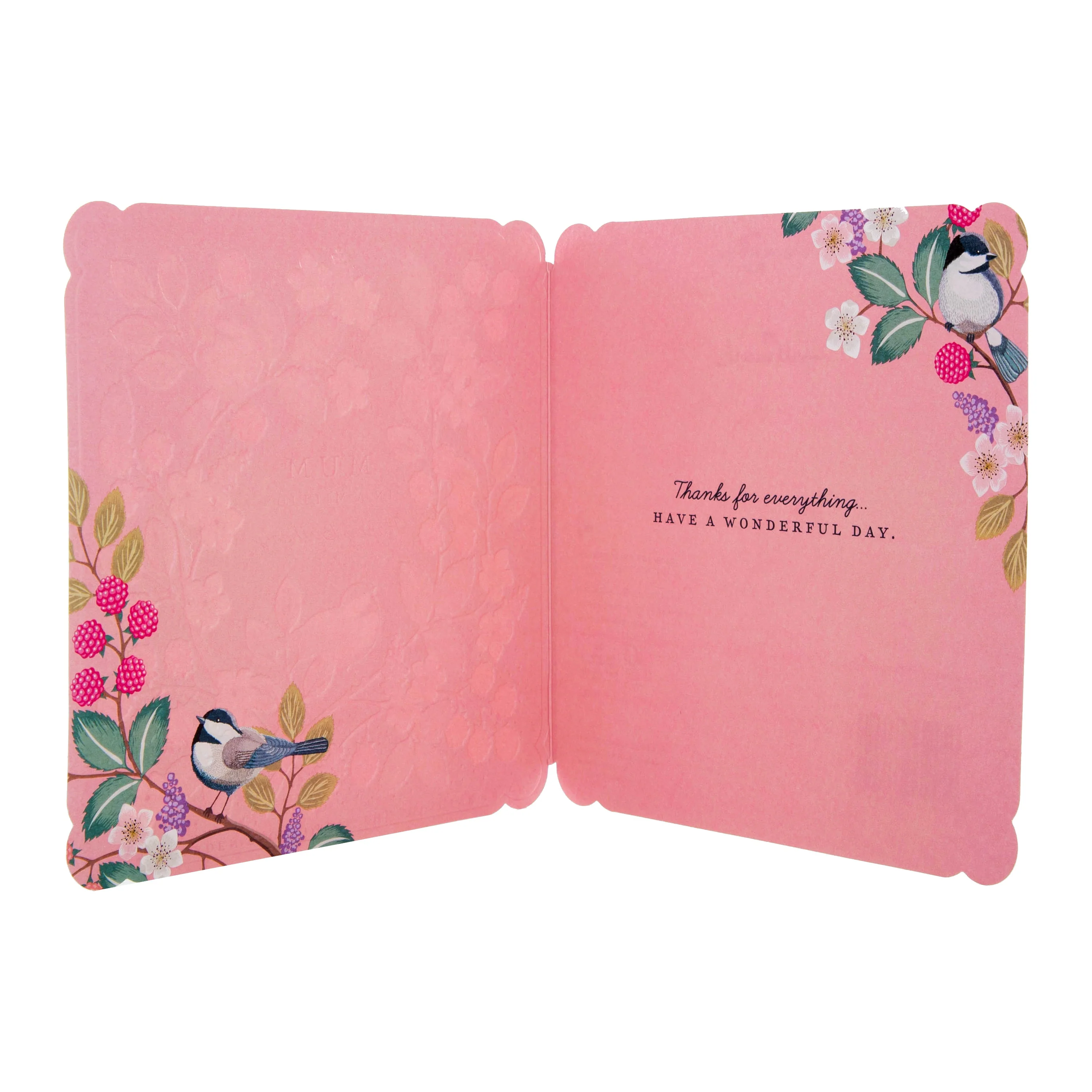 Birthday Card for Mum - Blue Raspberries Flower Border Design - Image 2