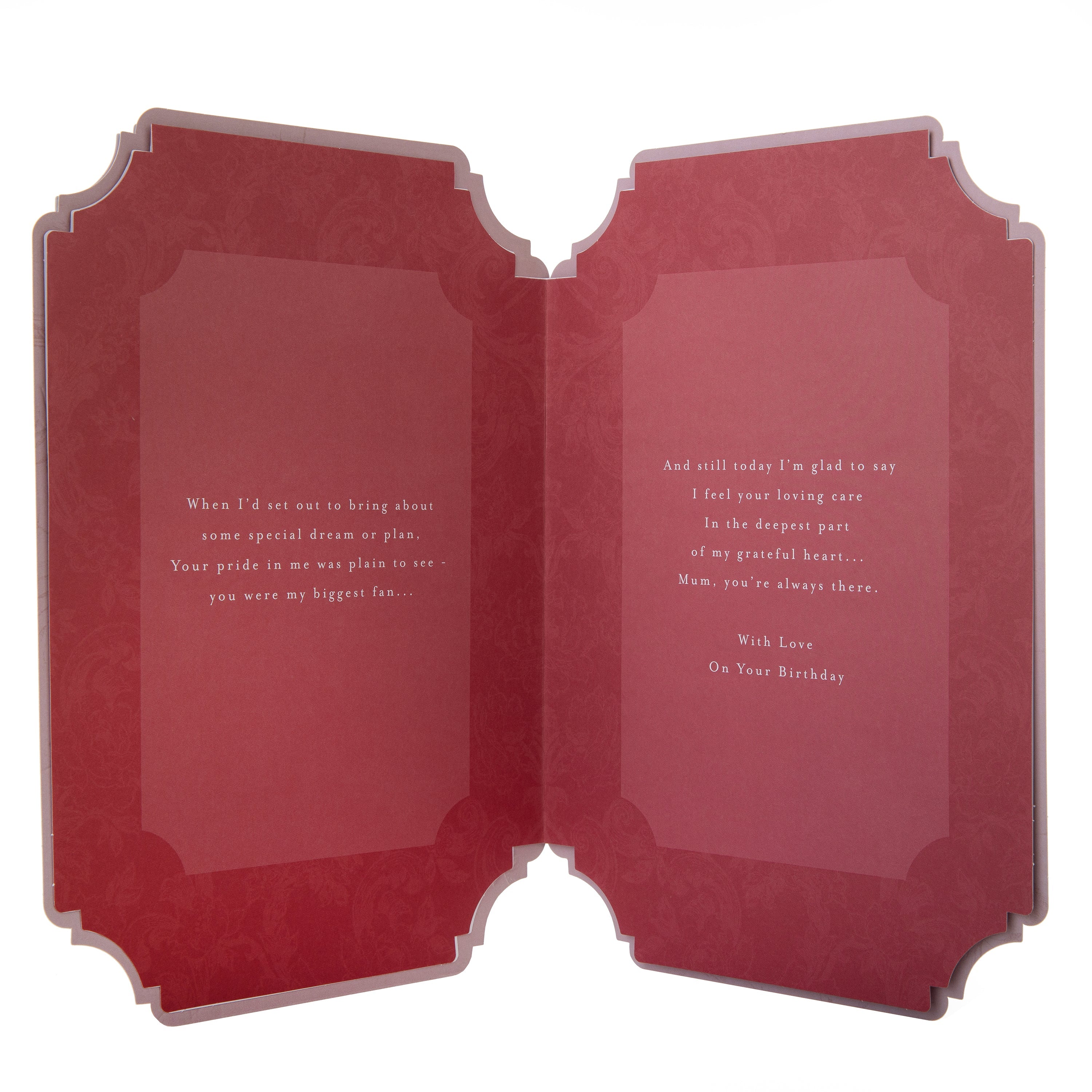 Birthday Card for Mum - Pink Traditional Floral Design with Heartfelt Verse - Image 2