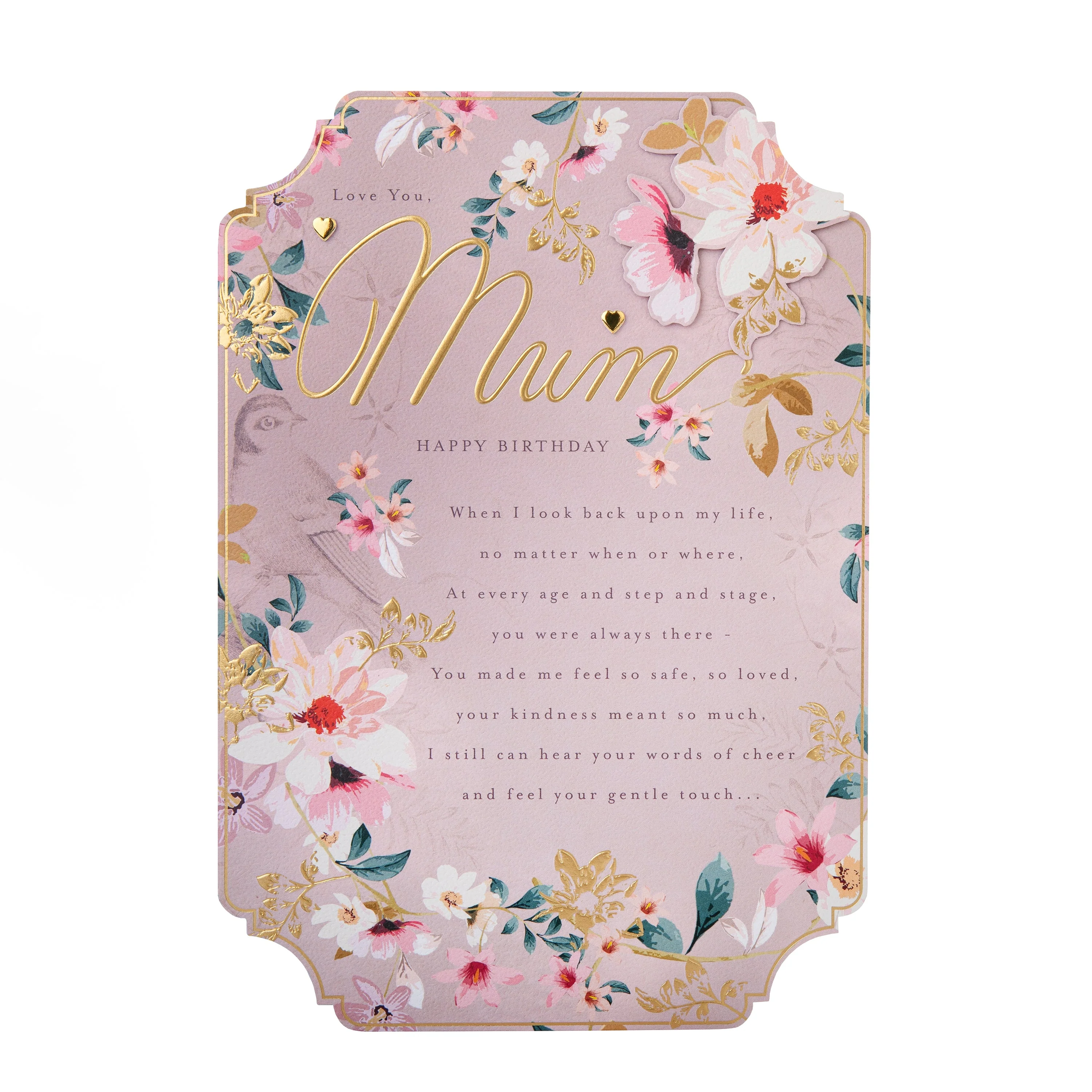 Birthday Card for Mum - Pink Traditional Floral Design with Heartfelt Verse - Image 5