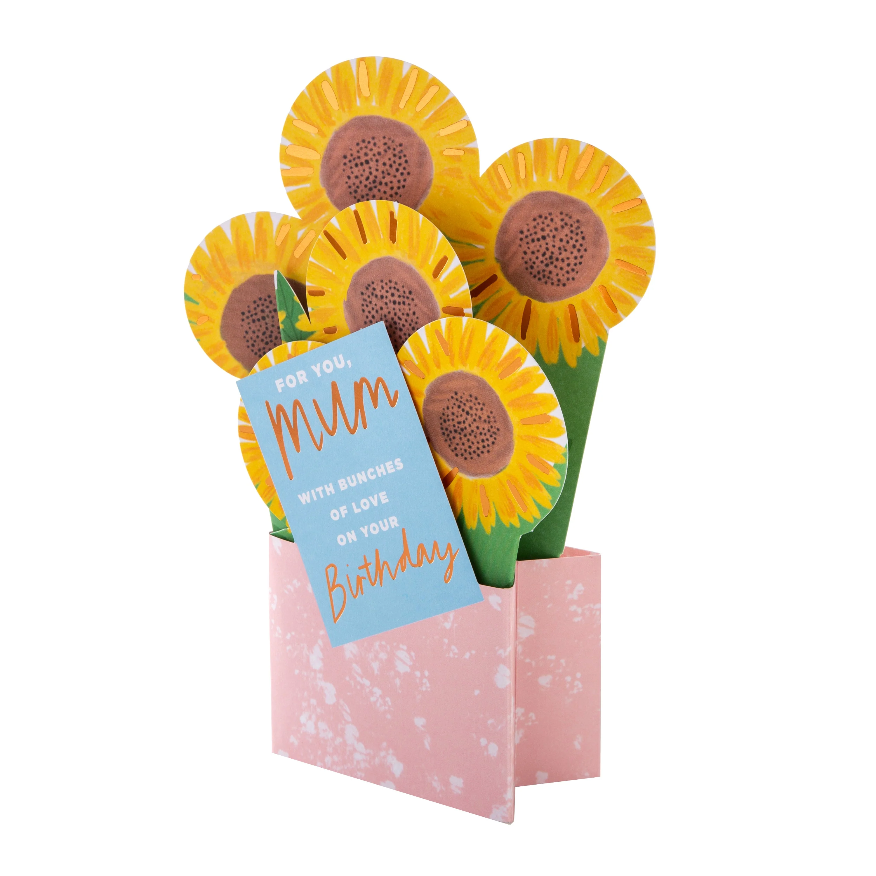 Birthday Card for Mum - Pop-up 3D Sunflowers & Vase Design - Image 2