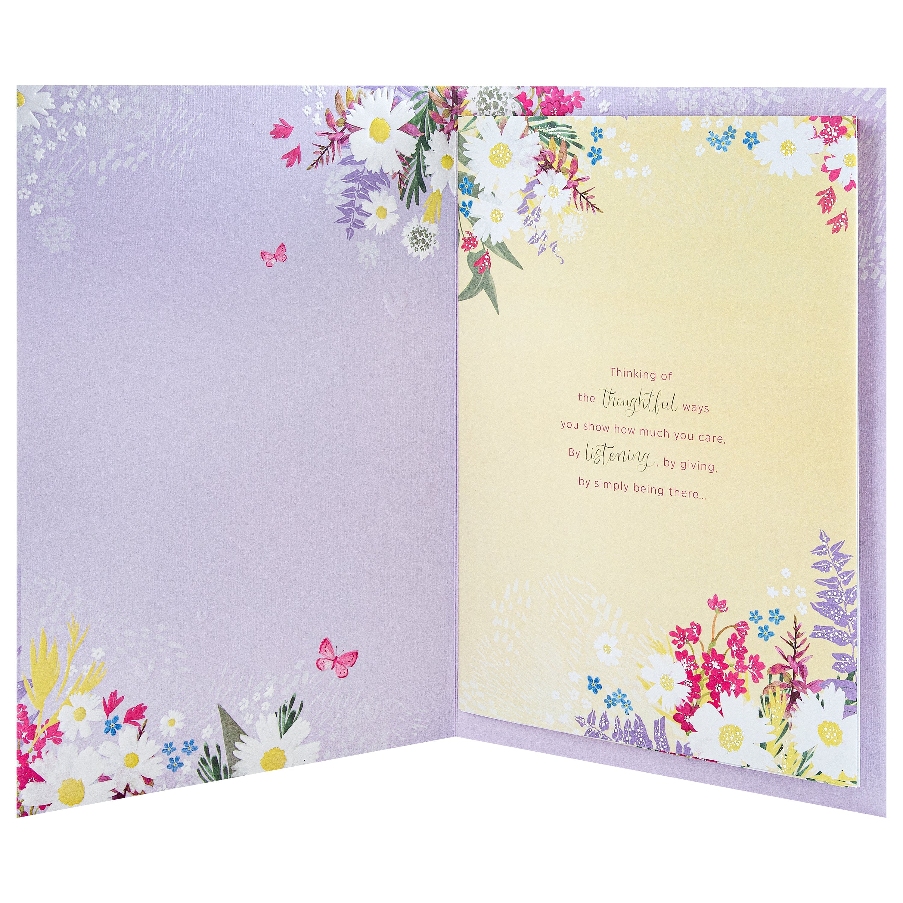 Birthday Card for Mum - Purple Florals Design & Heartfelt Verse - Image 2
