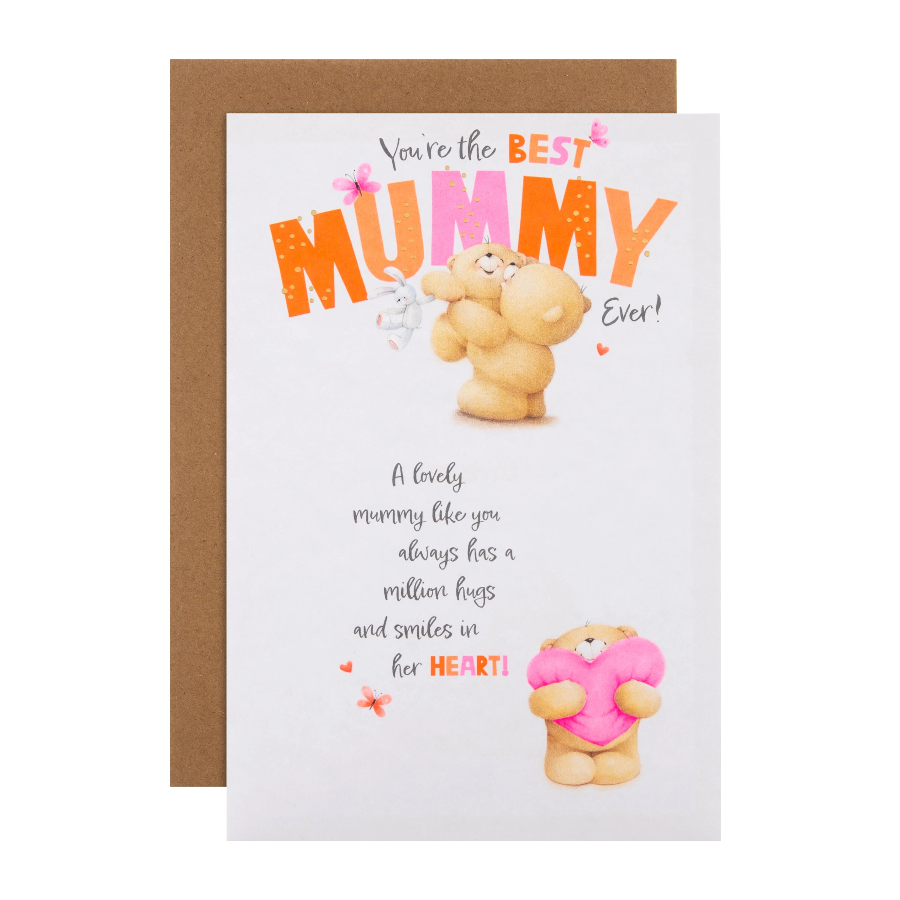 Birthday Card for Mummy - Forever Friends Bears Heart Design