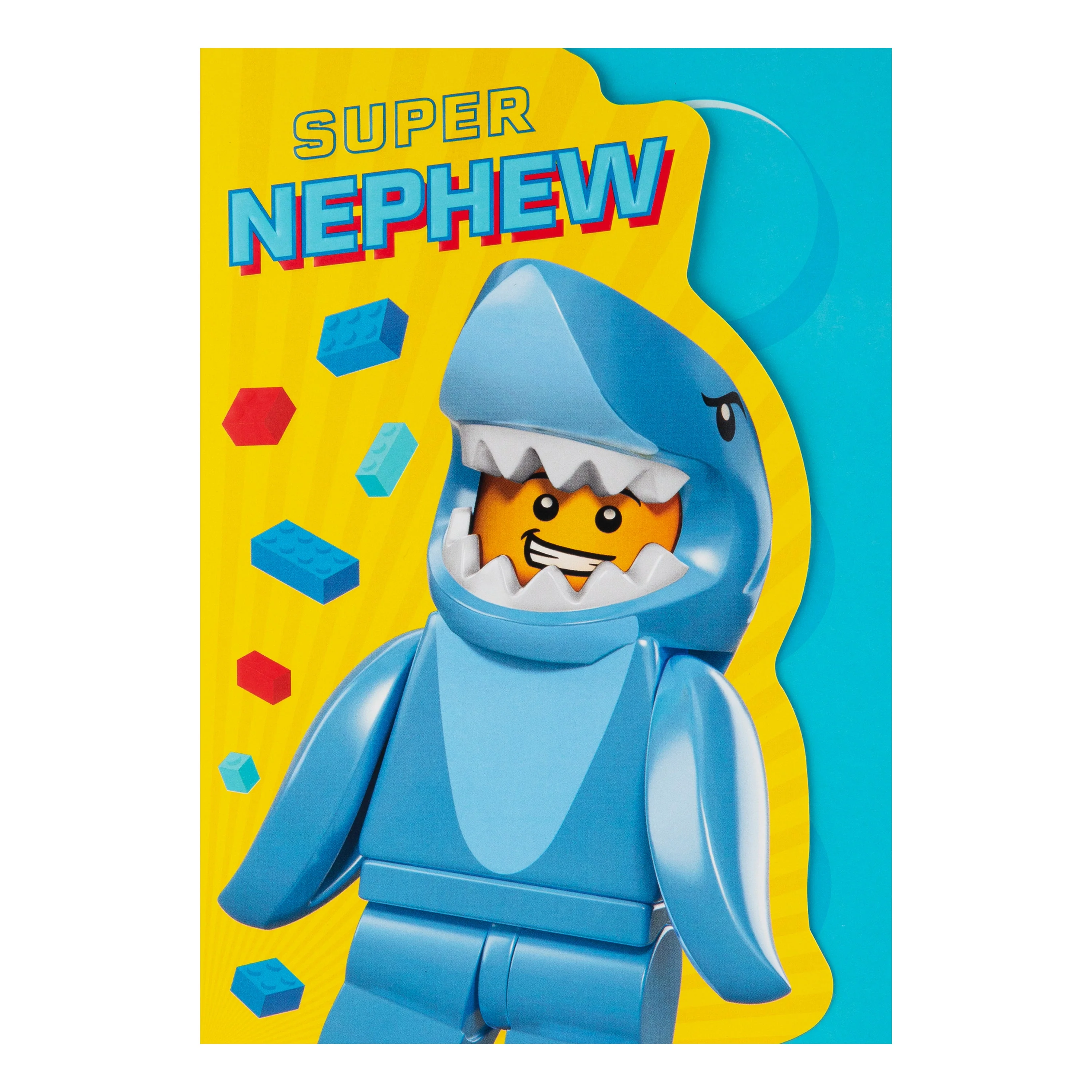 Birthday Card for Nephew - Yellow LEGO® Shark Character Design - Image 4