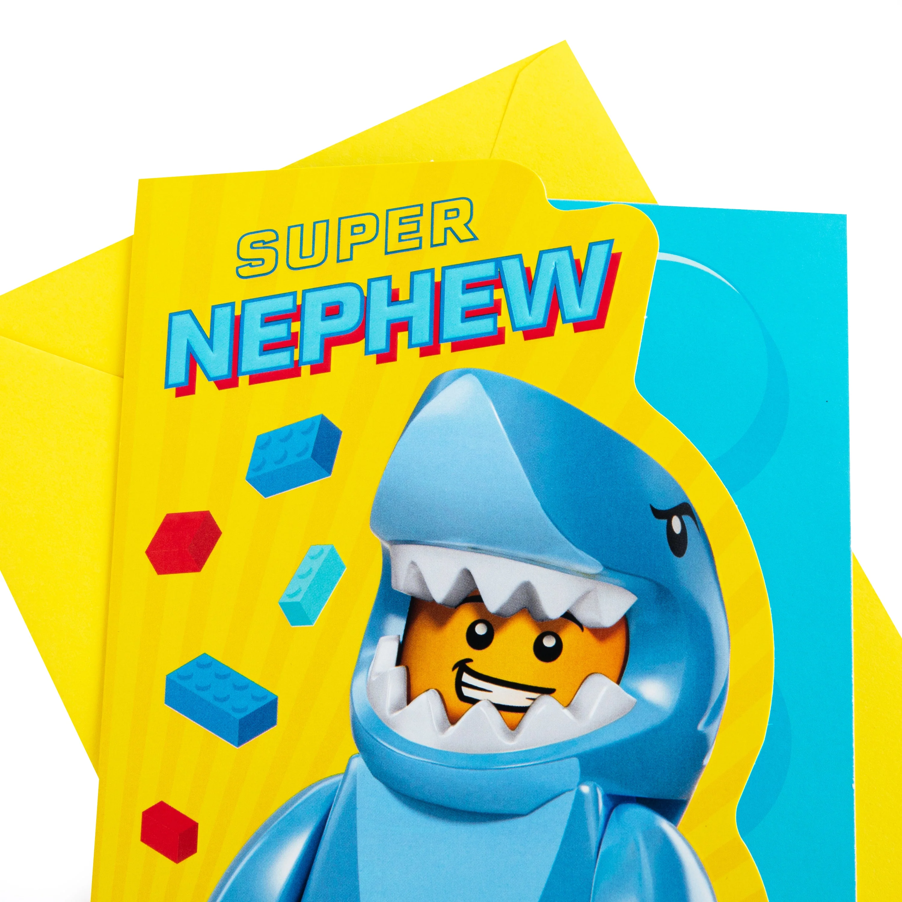 Birthday Card for Nephew - Yellow LEGO® Shark Character Design - Image 5