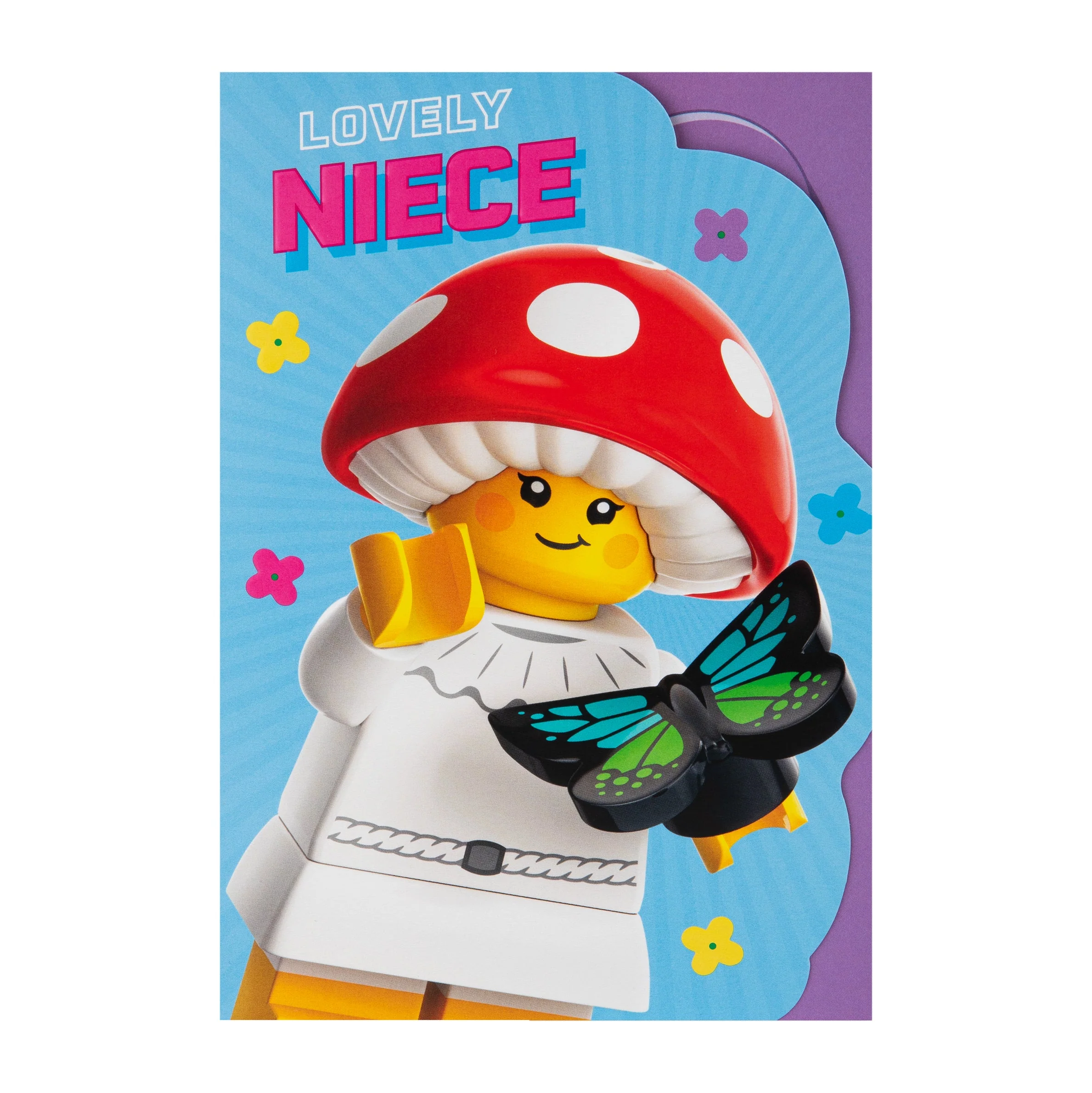 Birthday Card for Niece - Blue LEGO® Mushroom Character Design - Image 4