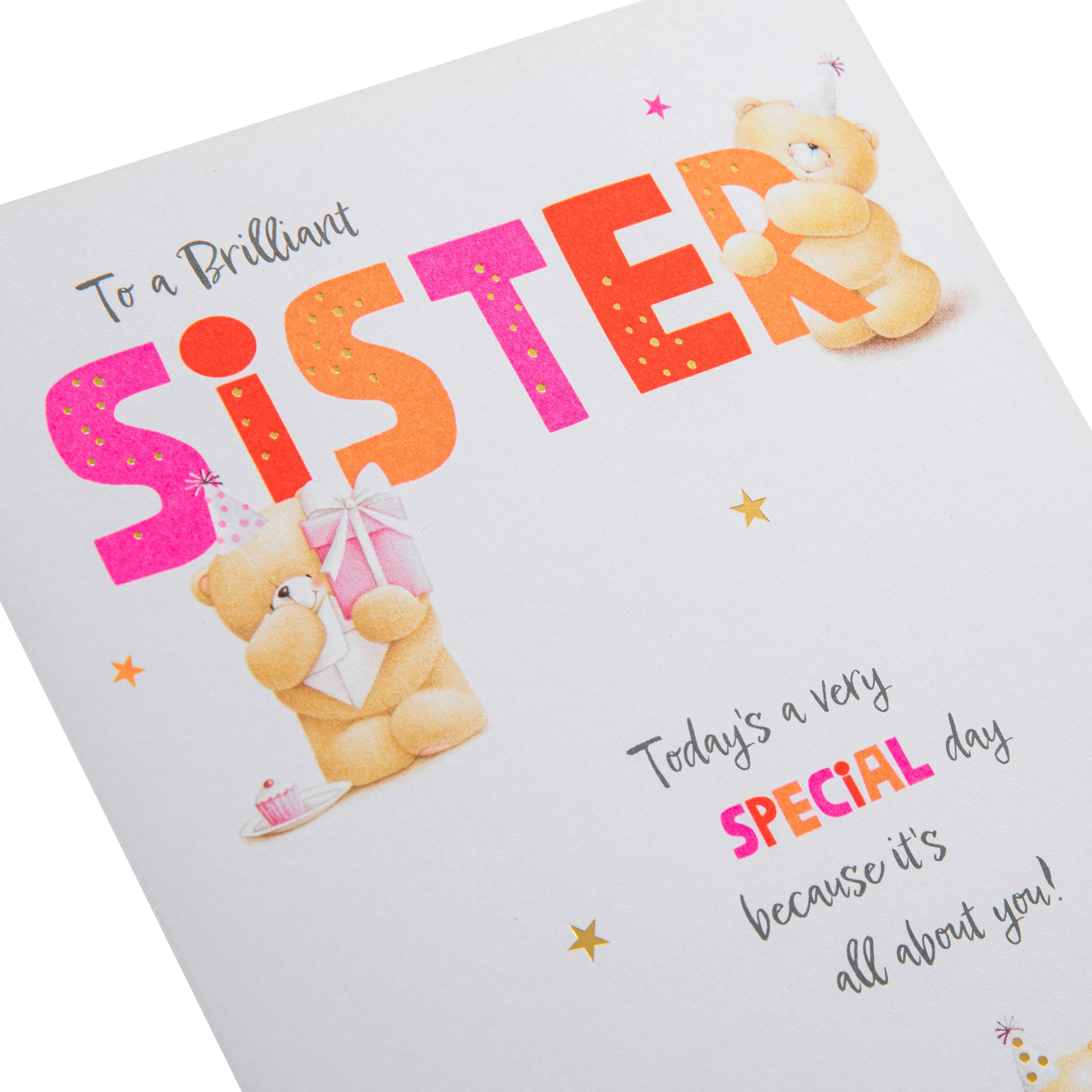 Birthday Card for Sister - Pink Forever Friends Bears Party Design - Image 5