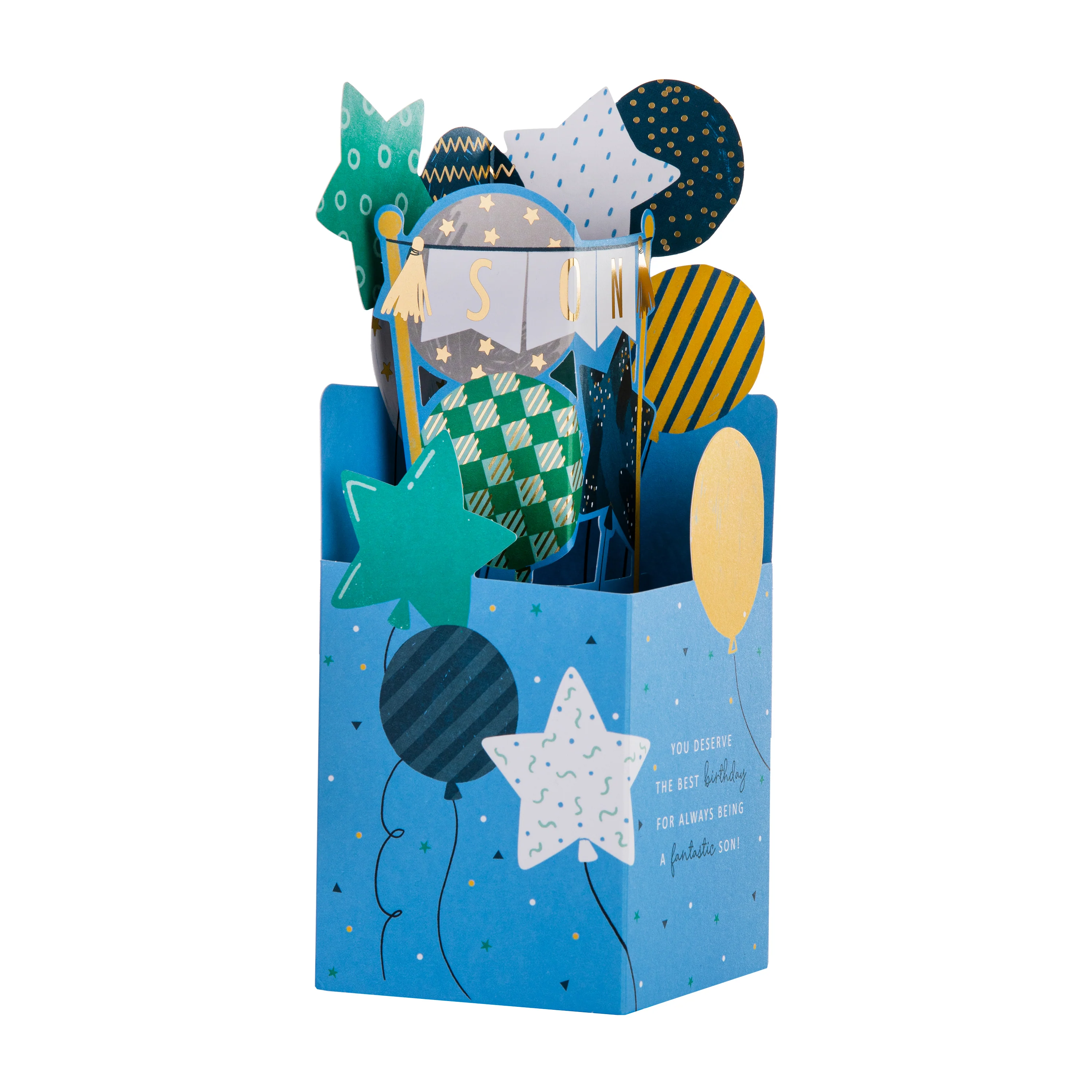 Birthday Card for Son - 3D Pop-Up Star Balloons Design - Image 5