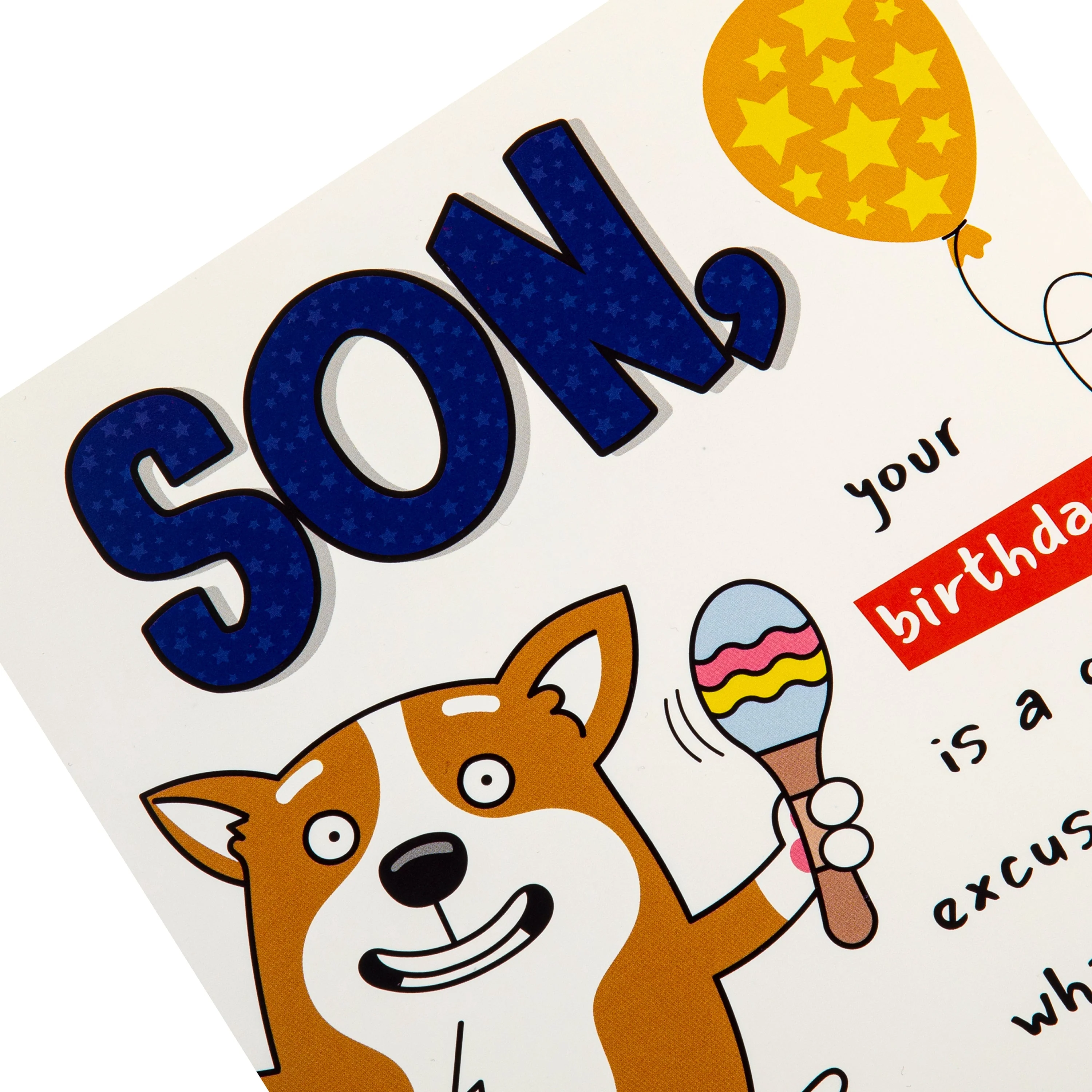 Birthday Card for Son - Funny Pop-Up Dog & Maracas Design - Image 5