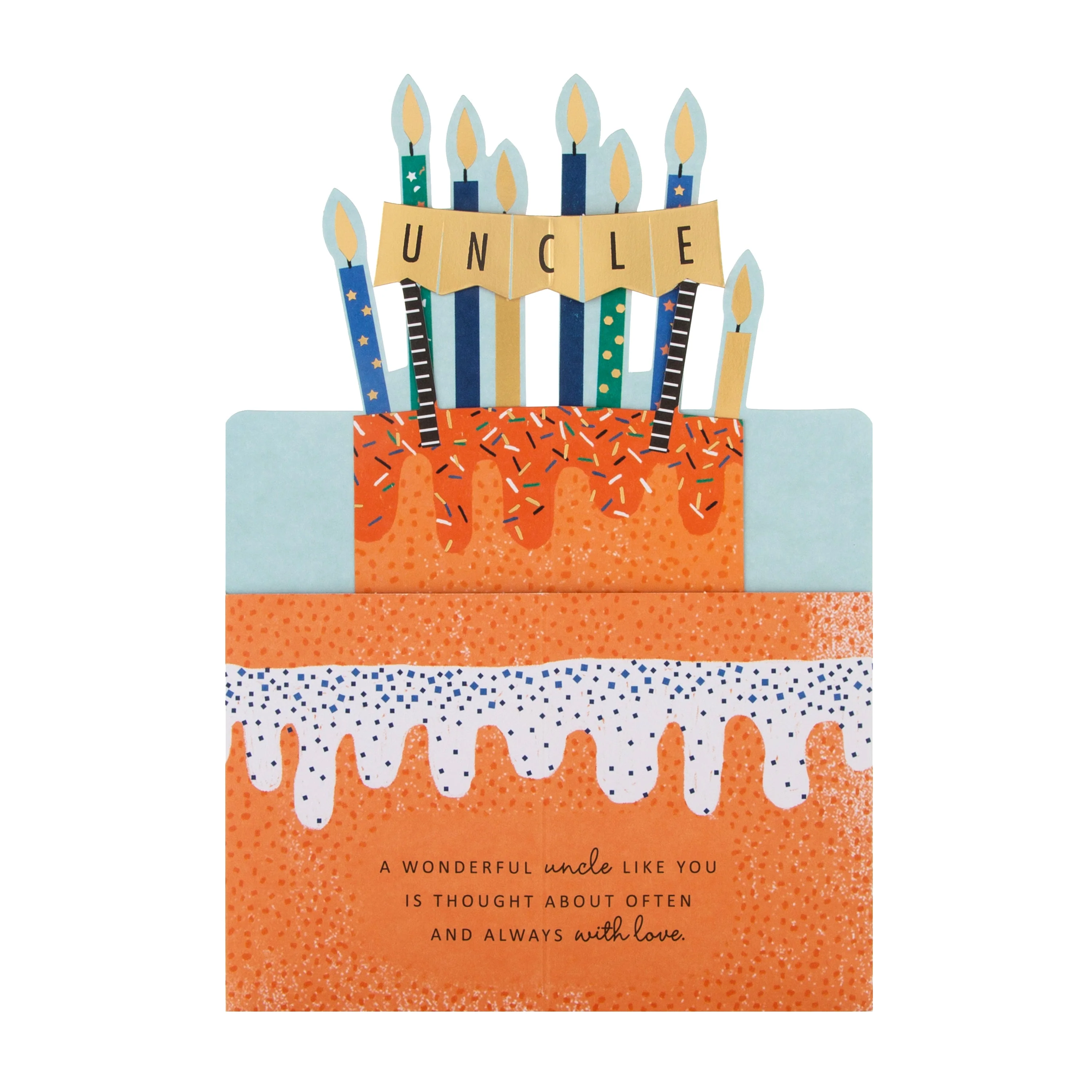 Birthday Card for Uncle - 3D Orange Cake and Candles Design - Image 3