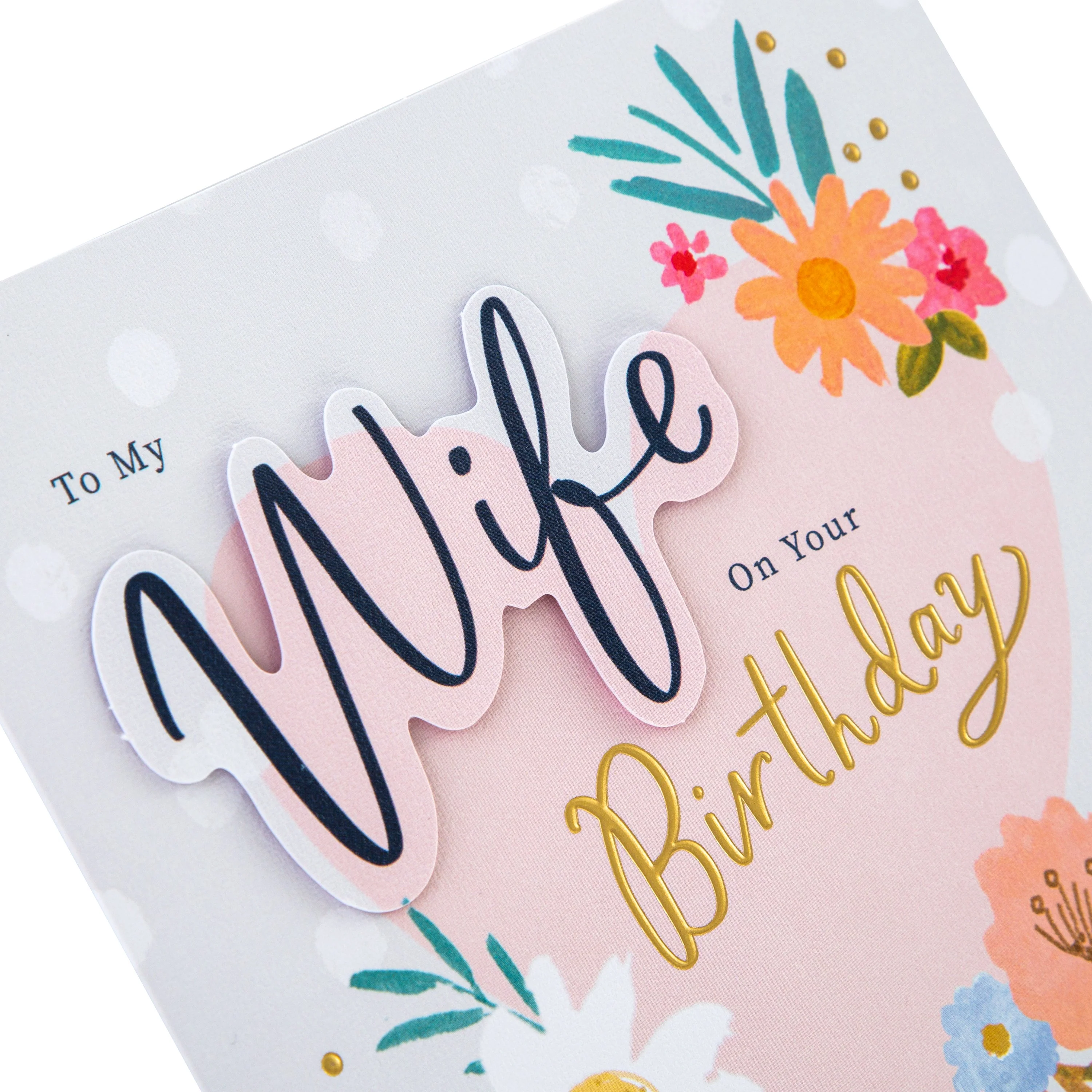 Birthday Card for Wife - Contemporary Floral Design - Image 4