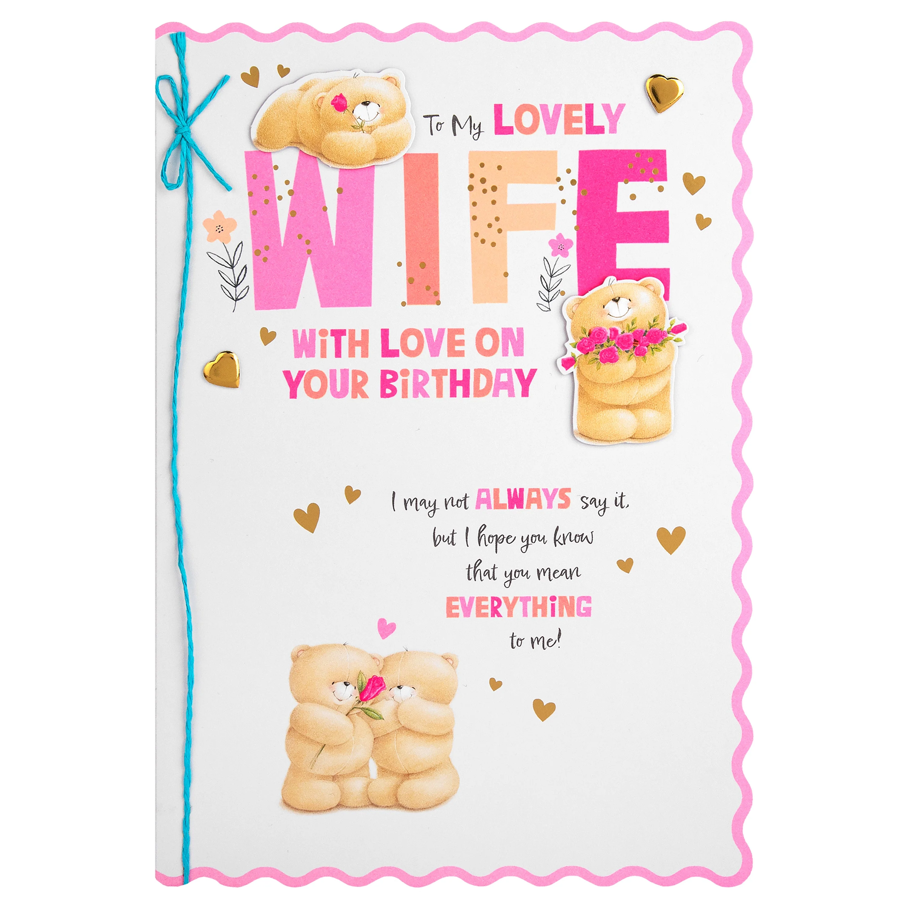 Birthday Card for Wife - Cute Forever Friends & Hearts Design - Image 6
