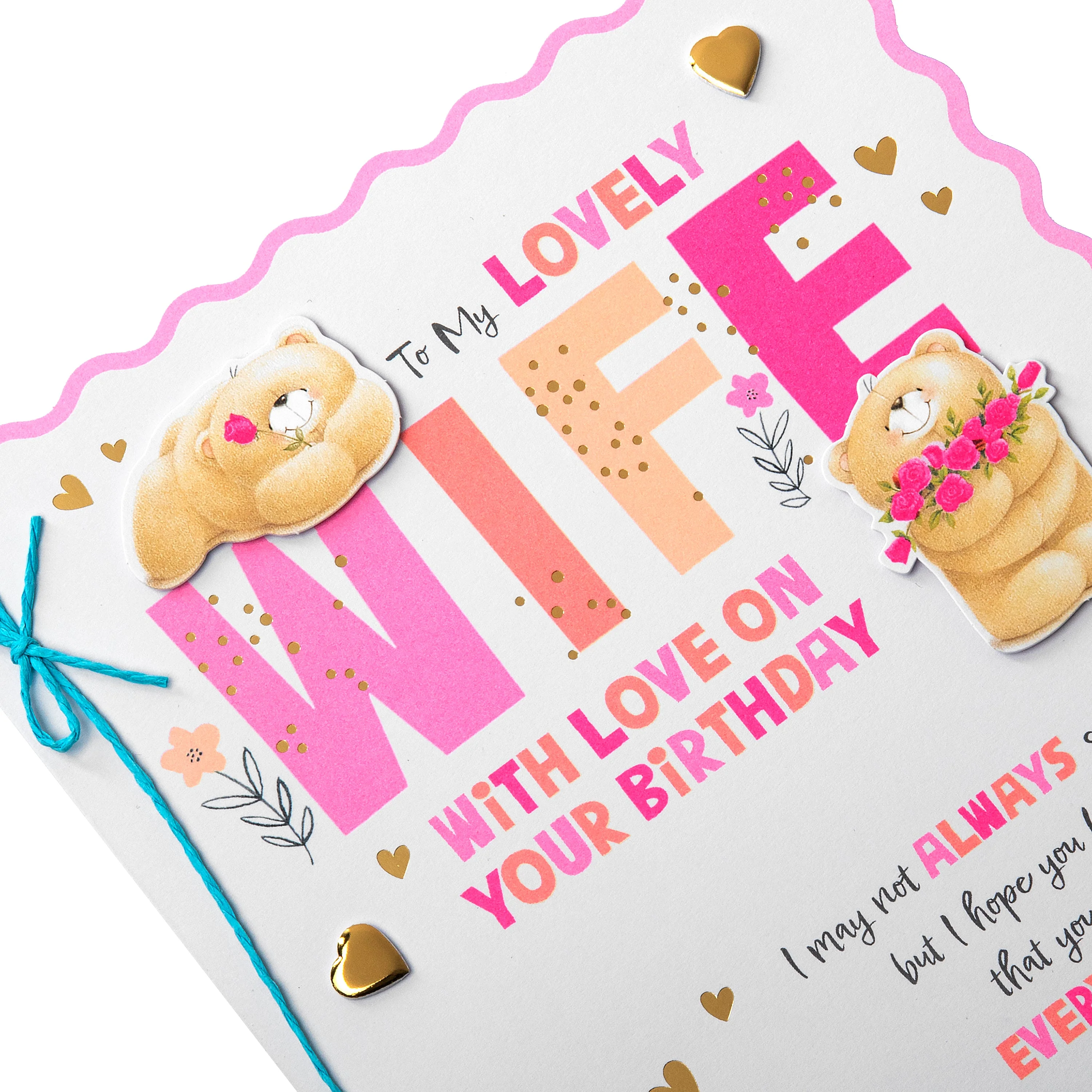 Birthday Card for Wife - Cute Forever Friends & Hearts Design - Image 7