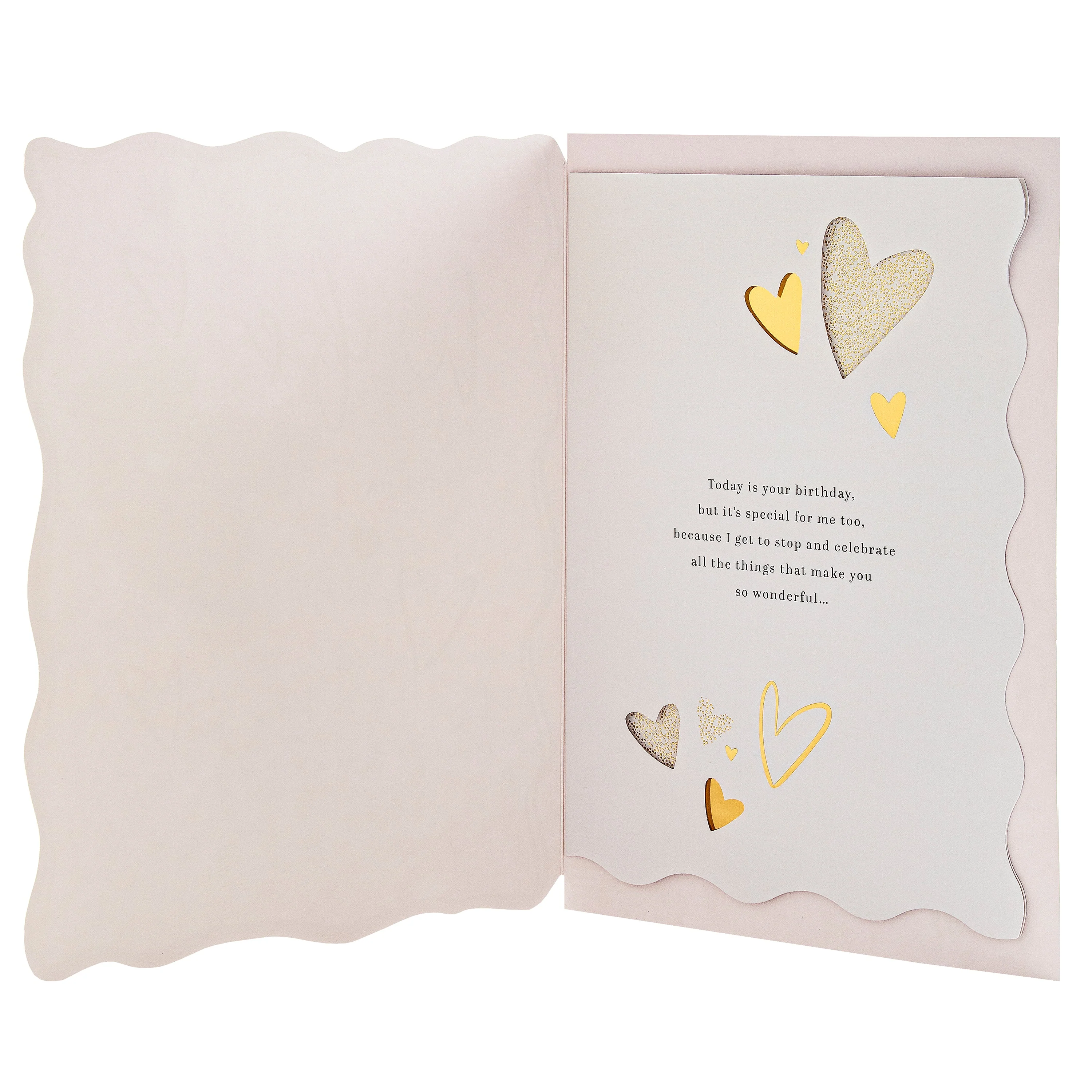 Birthday Card for Wife - Gold foil Hearts Design & Heartfelt Verse - Image 2