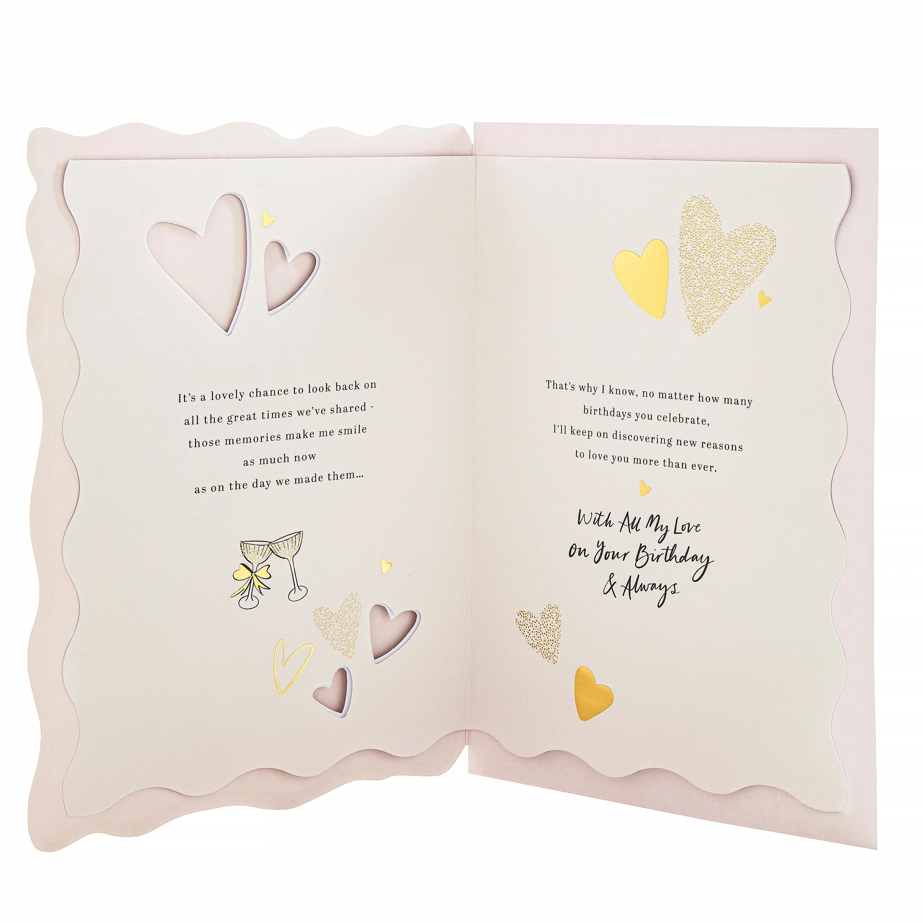 Birthday Card for Wife - Gold foil Hearts Design & Heartfelt Verse - Image 3