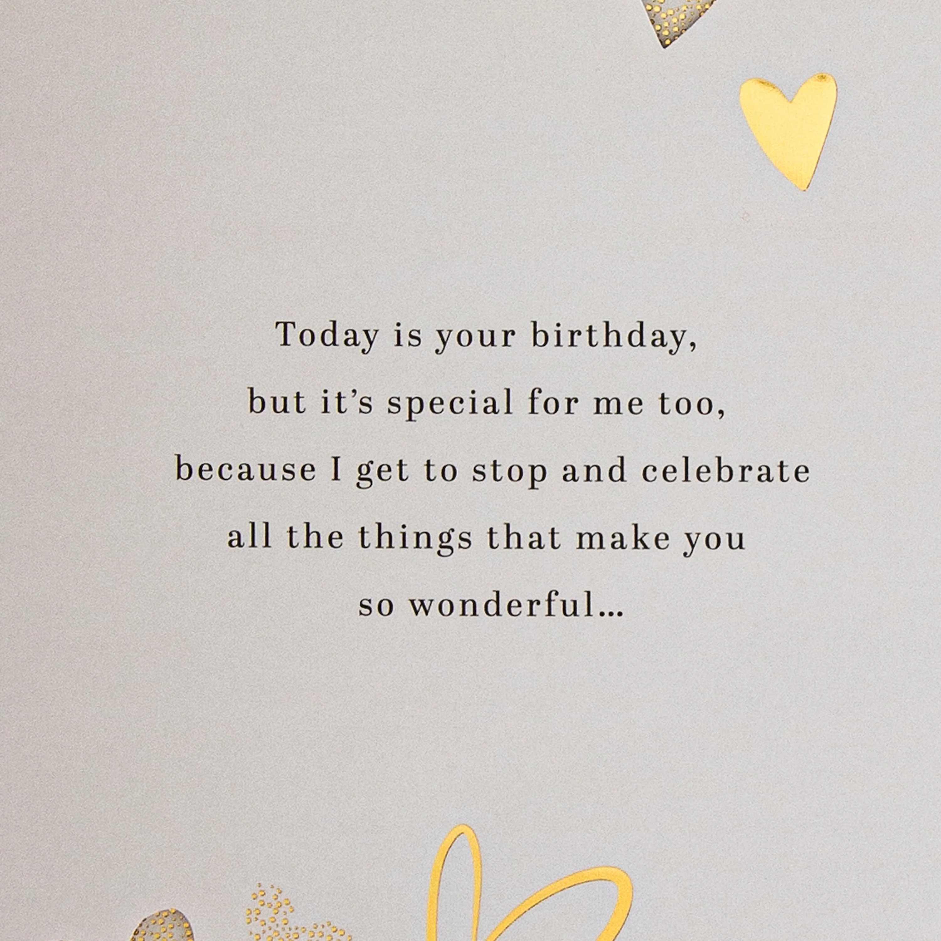 Birthday Card for Wife - Gold foil Hearts Design & Heartfelt Verse - Image 4