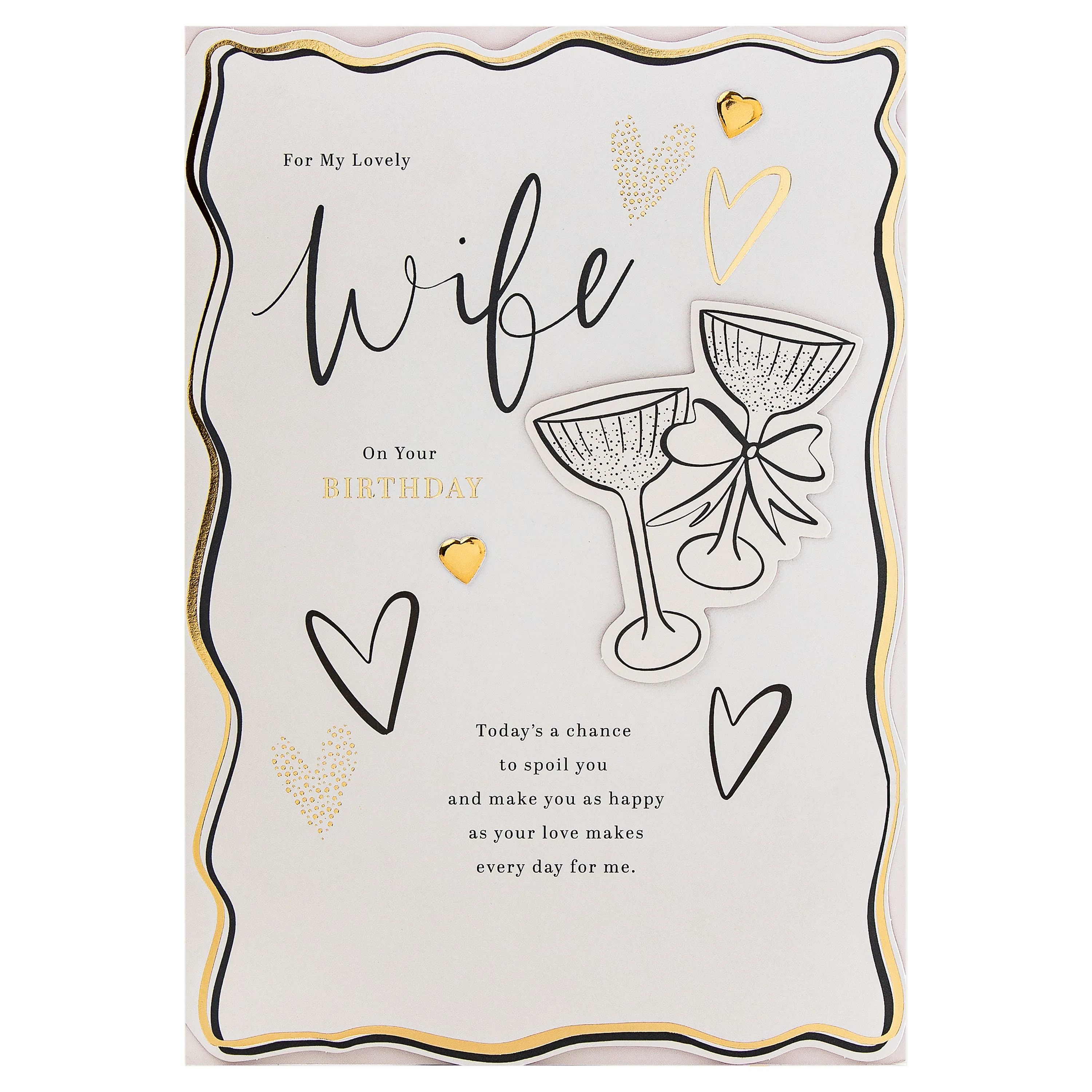 Birthday Card for Wife - Gold foil Hearts Design & Heartfelt Verse - Image 7