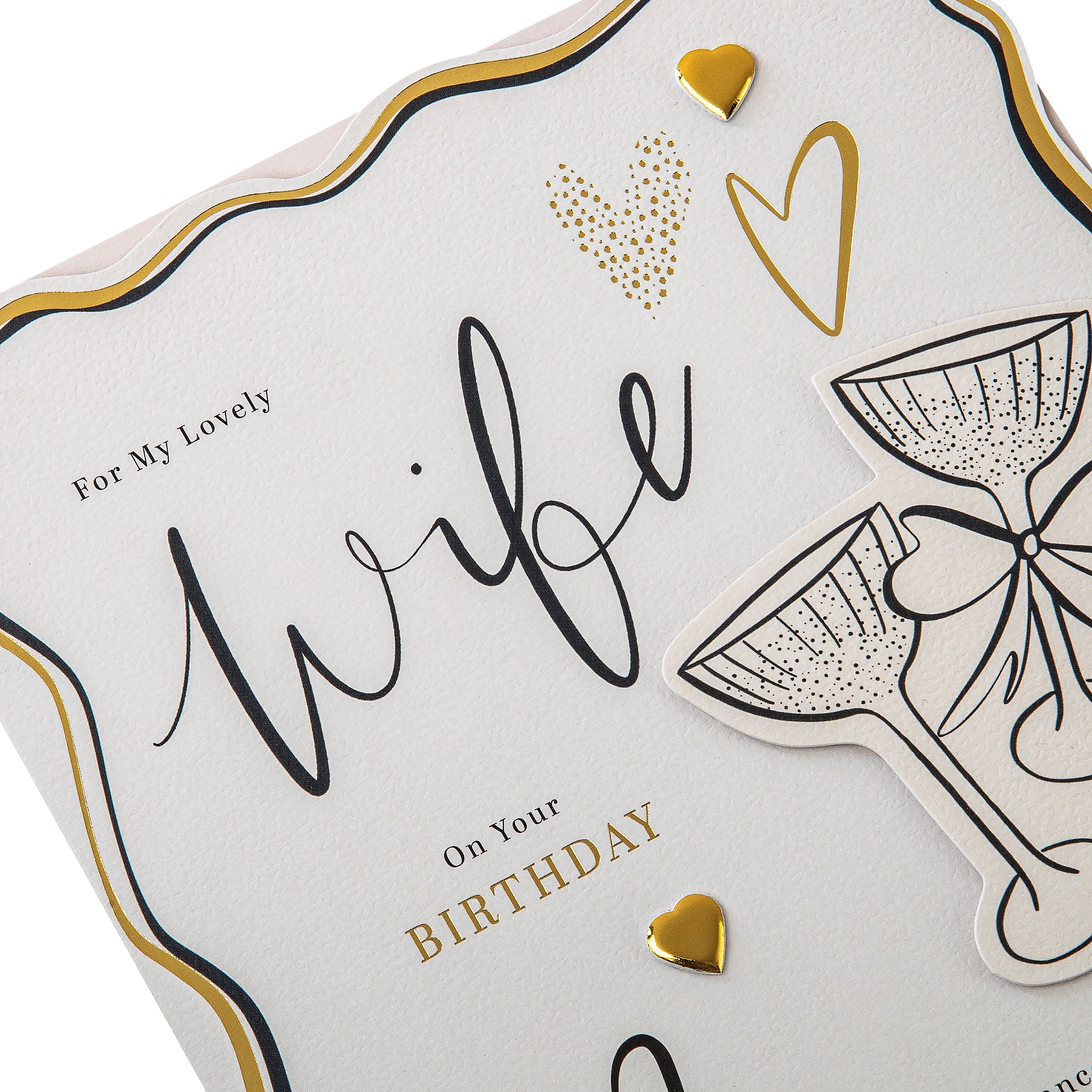 Birthday Card for Wife - Gold foil Hearts Design & Heartfelt Verse - Image 8